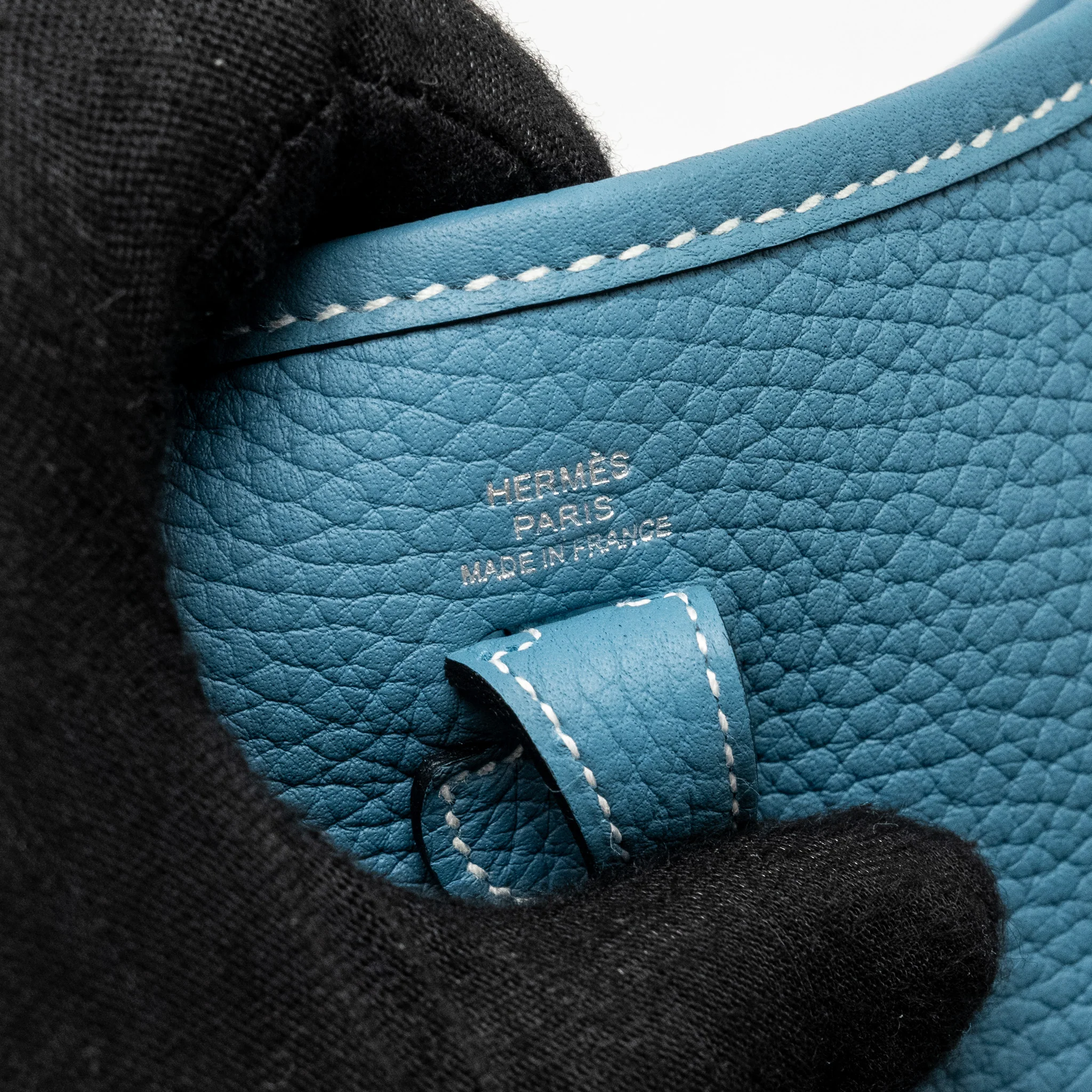 Hermes Mini Evelyne Clemence New Blue Jean SHW Stamp W - Image 12
