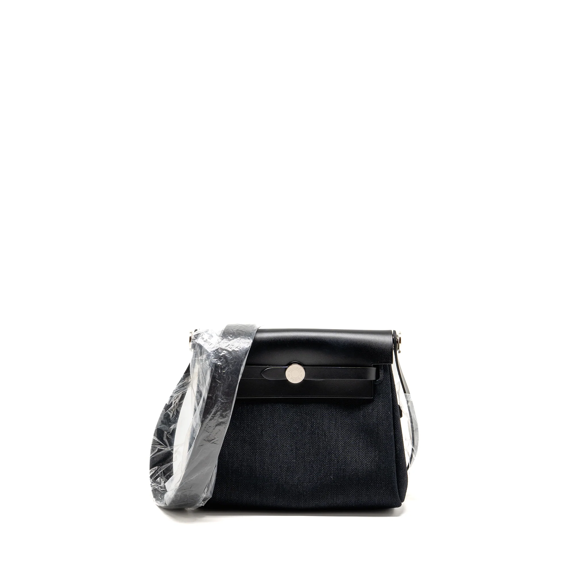 Hermes Mini Herbag Canvas/Hunter Leather Black SHW Stamp W