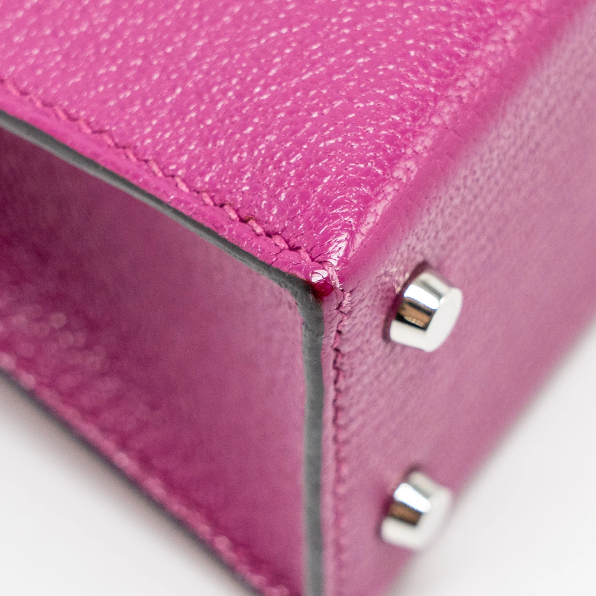 Hermes Mini Kelly Chèvre Mysore Rose Pourpre SHW Stamp D - Image 11