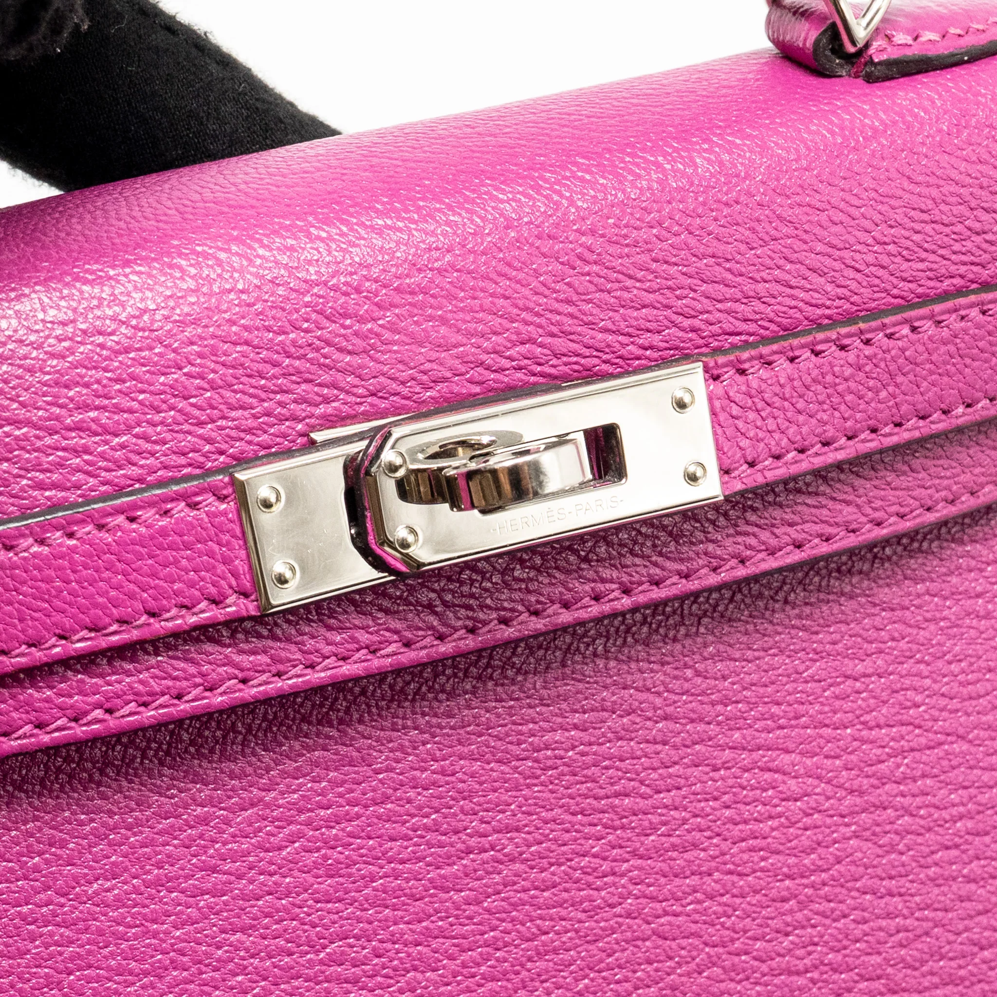 Hermes Mini Kelly Chèvre Mysore Rose Pourpre SHW Stamp D - Image 13