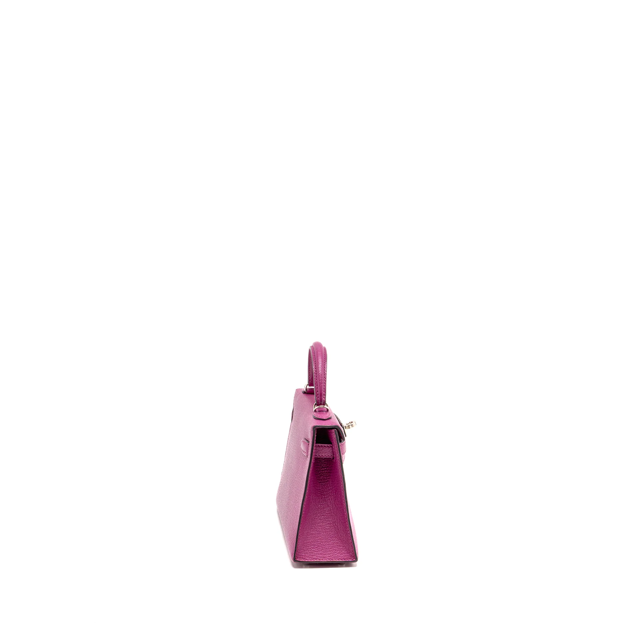 Hermes Mini Kelly Chèvre Mysore Rose Pourpre SHW Stamp D - Image 3
