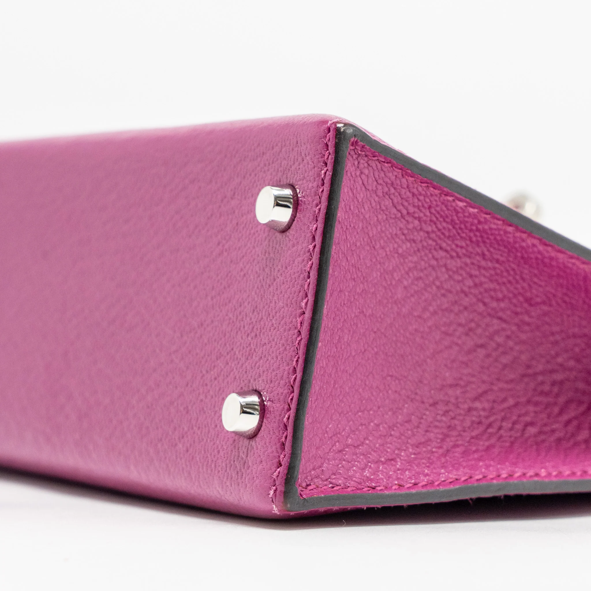 Hermes Mini Kelly Chèvre Mysore Rose Pourpre SHW Stamp D - Image 7