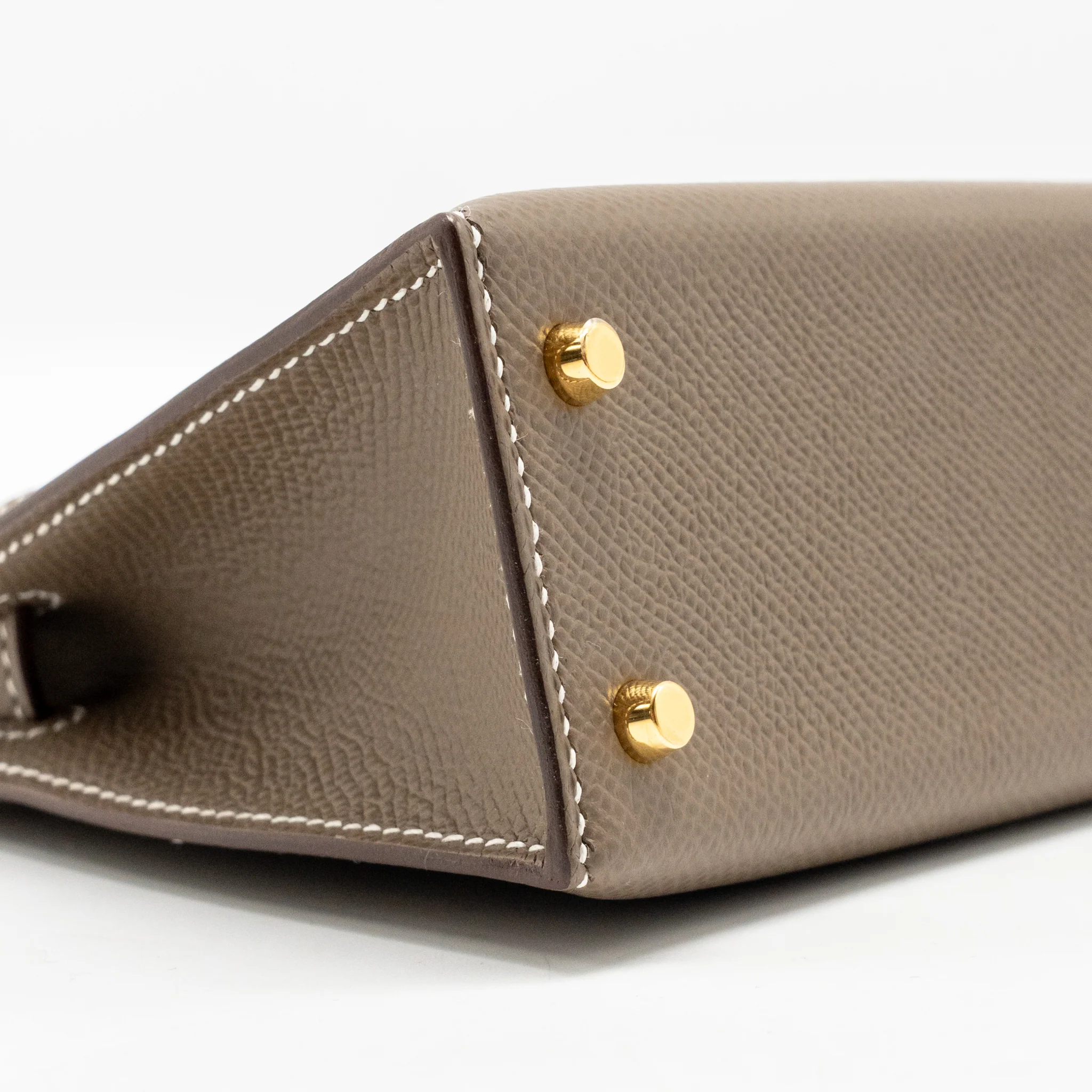 Hermes Mini Kelly Epsom Etoupe GHW Stamp U - Image 7