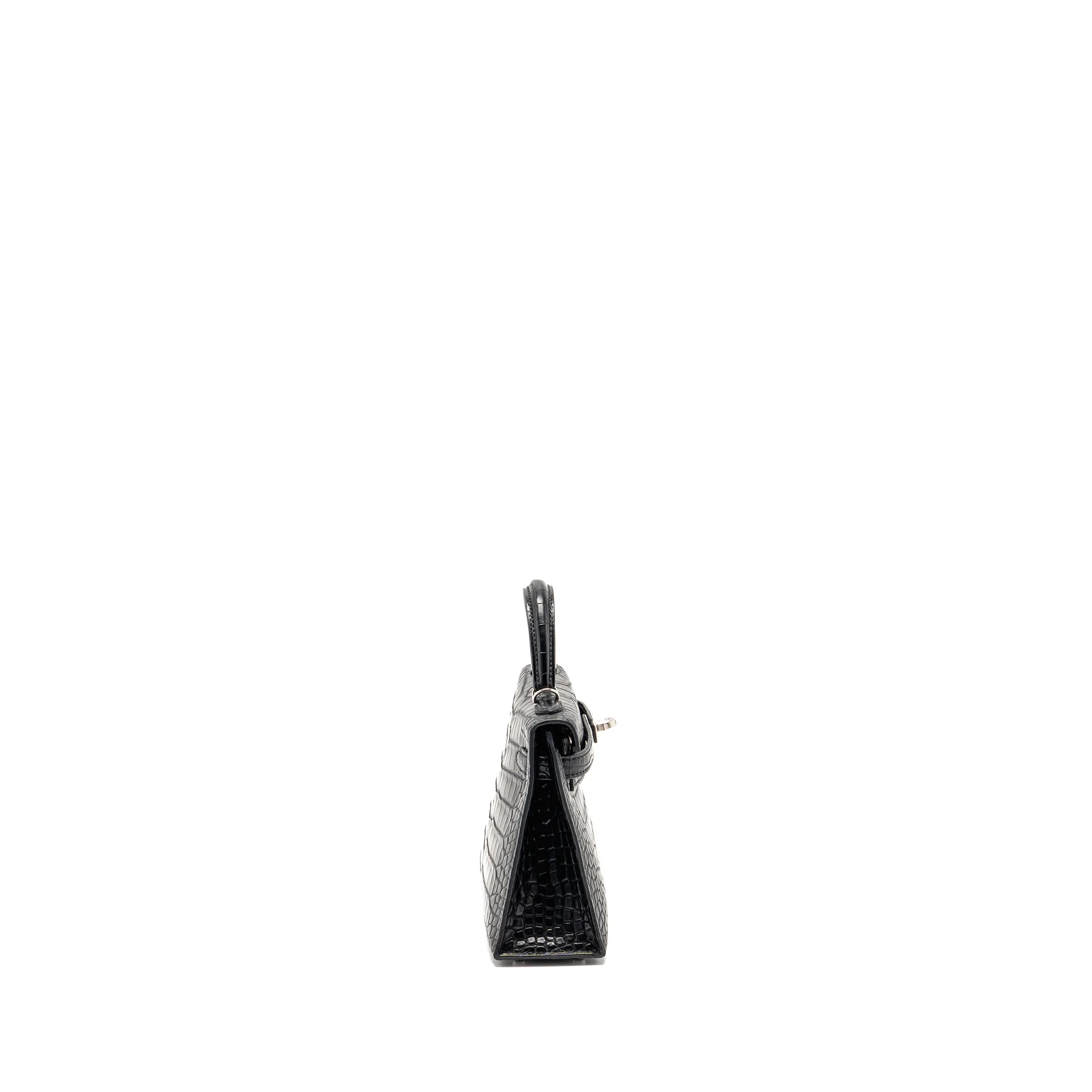 Hermes Mini Kelly II alligator misssissippiensis Matt black SHW stamp K - Image 3
