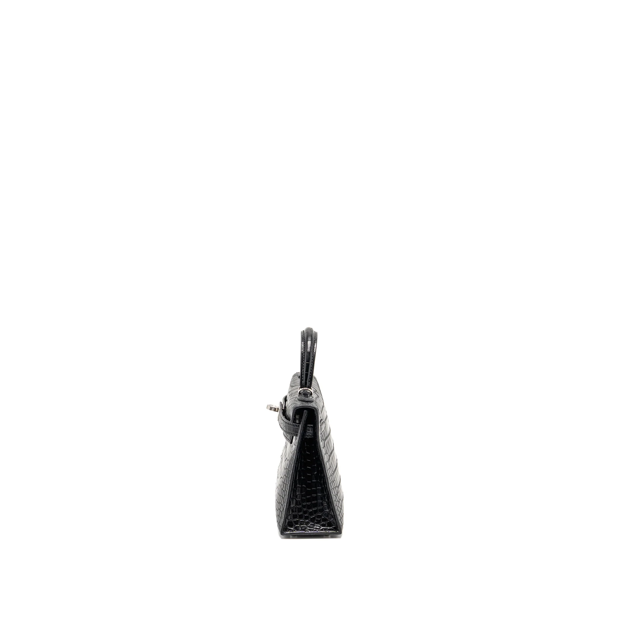 Hermes Mini Kelly II alligator misssissippiensis Matt black SHW stamp K - Image 4