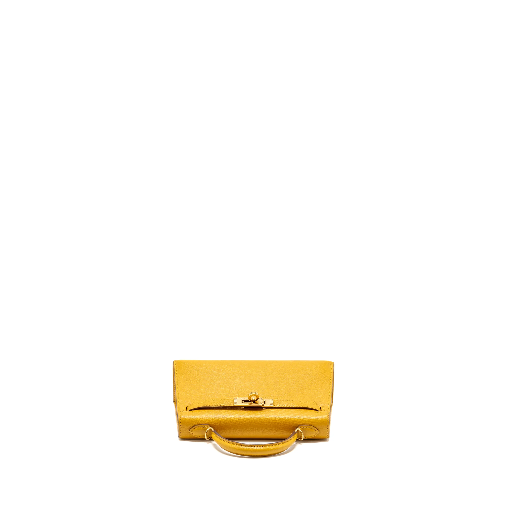 Hermes mini kelly II chèvre mysore jaune amber GHW stamp D - Image 5