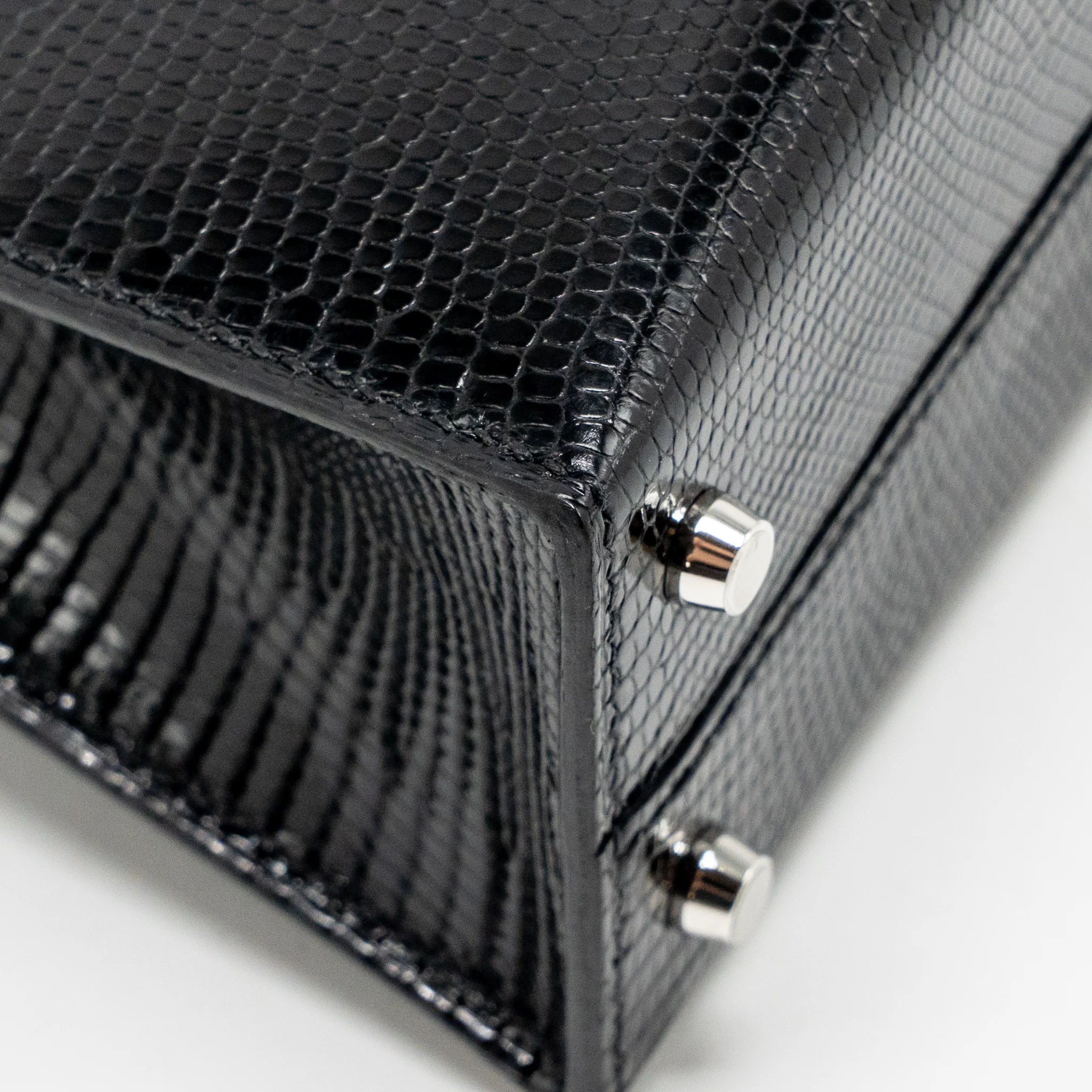 Hermes Mini Kelly II Lizard Niloticus Lisse Black SHW Stamp W - Image 11