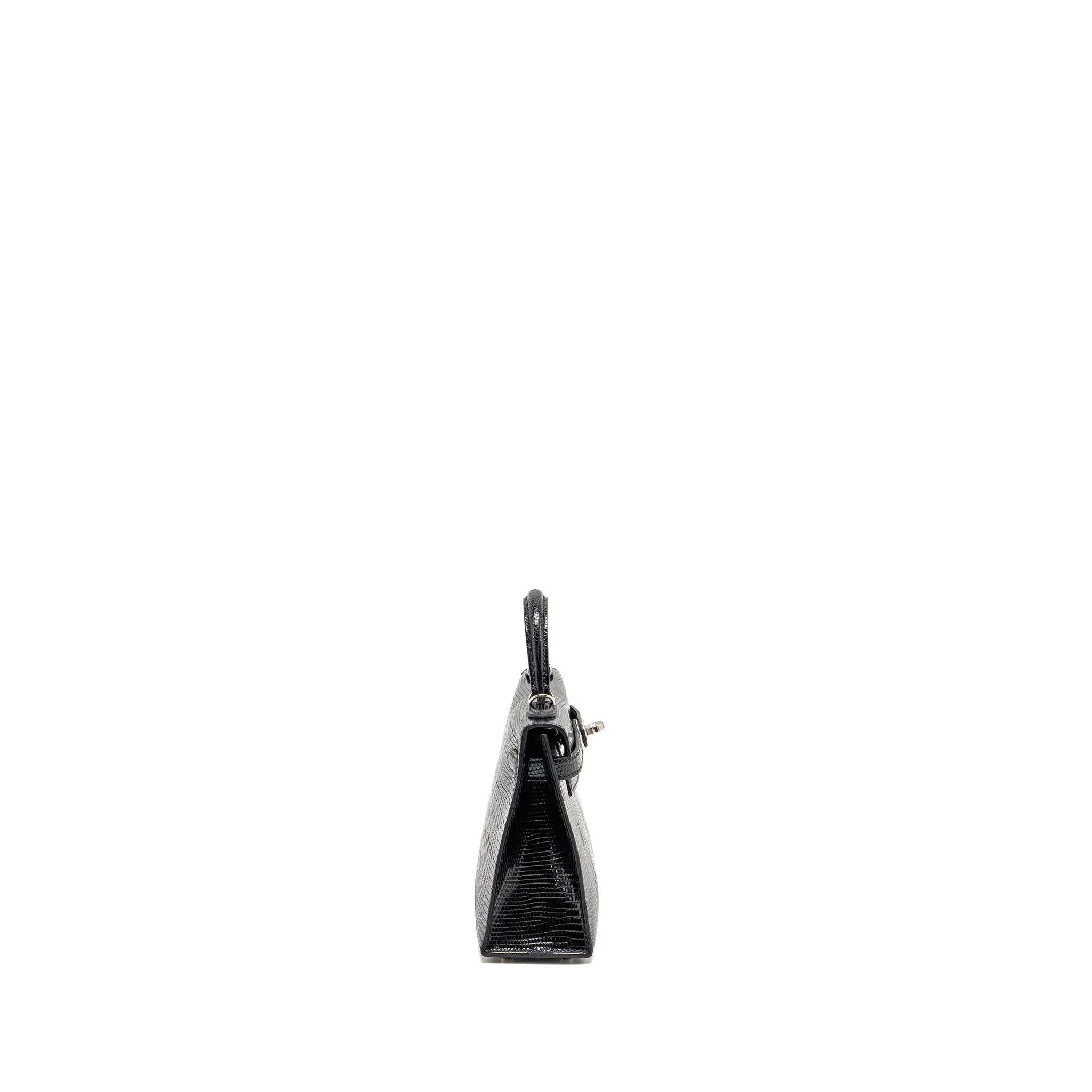 Hermes Mini Kelly II Lizard Niloticus Lisse Black SHW Stamp W - Image 3