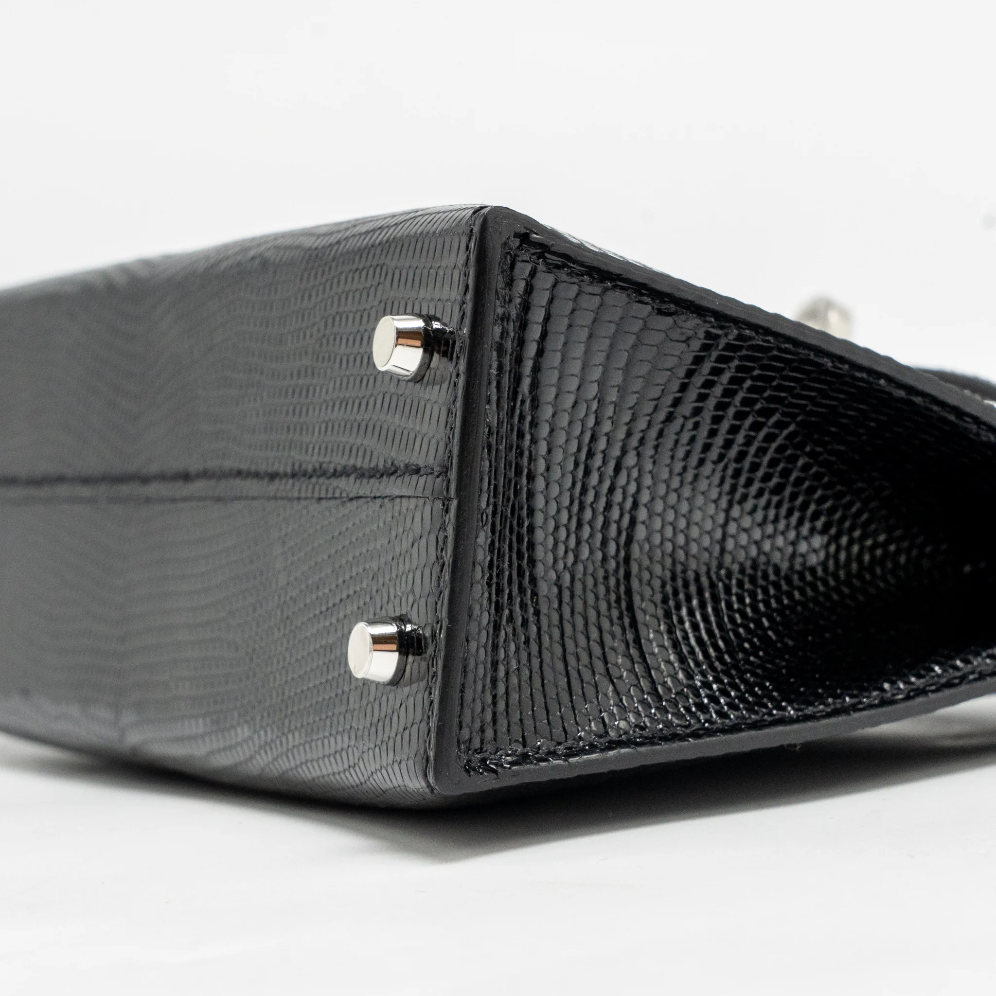 Hermes Mini Kelly II Lizard Niloticus Lisse Black SHW Stamp W - Image 8