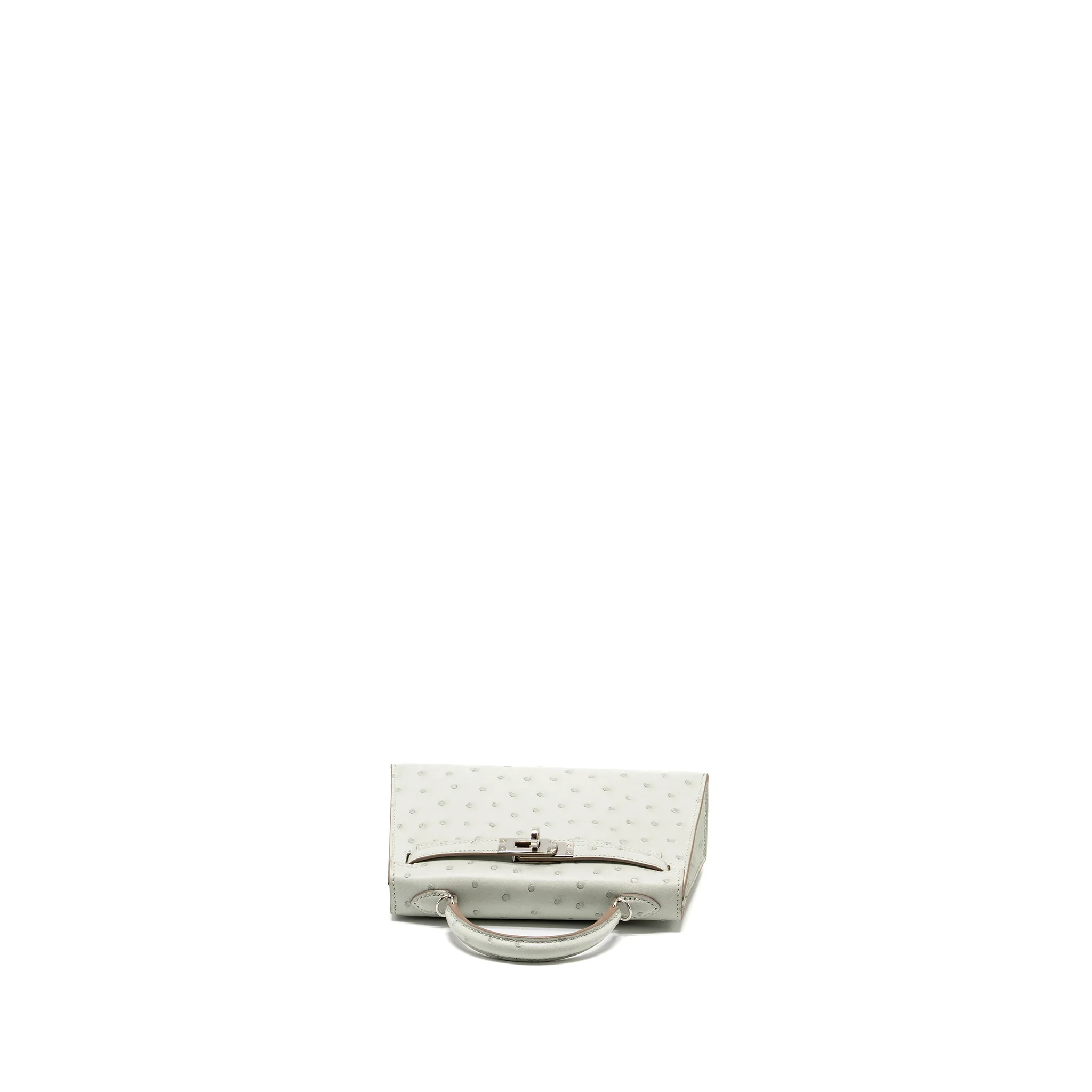 Hermes Mini Kelly II Special Order Ostrich Gris Perle/Jaune Amber SHW Stamp B - Image 5