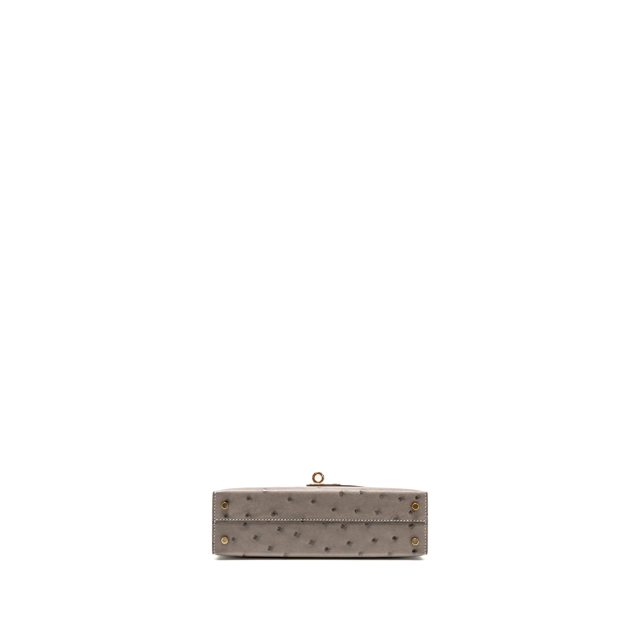 Hermes Mini Kelly II special order ostrich gris tourterelle / blue glacier LGHW stamp K - Image 6
