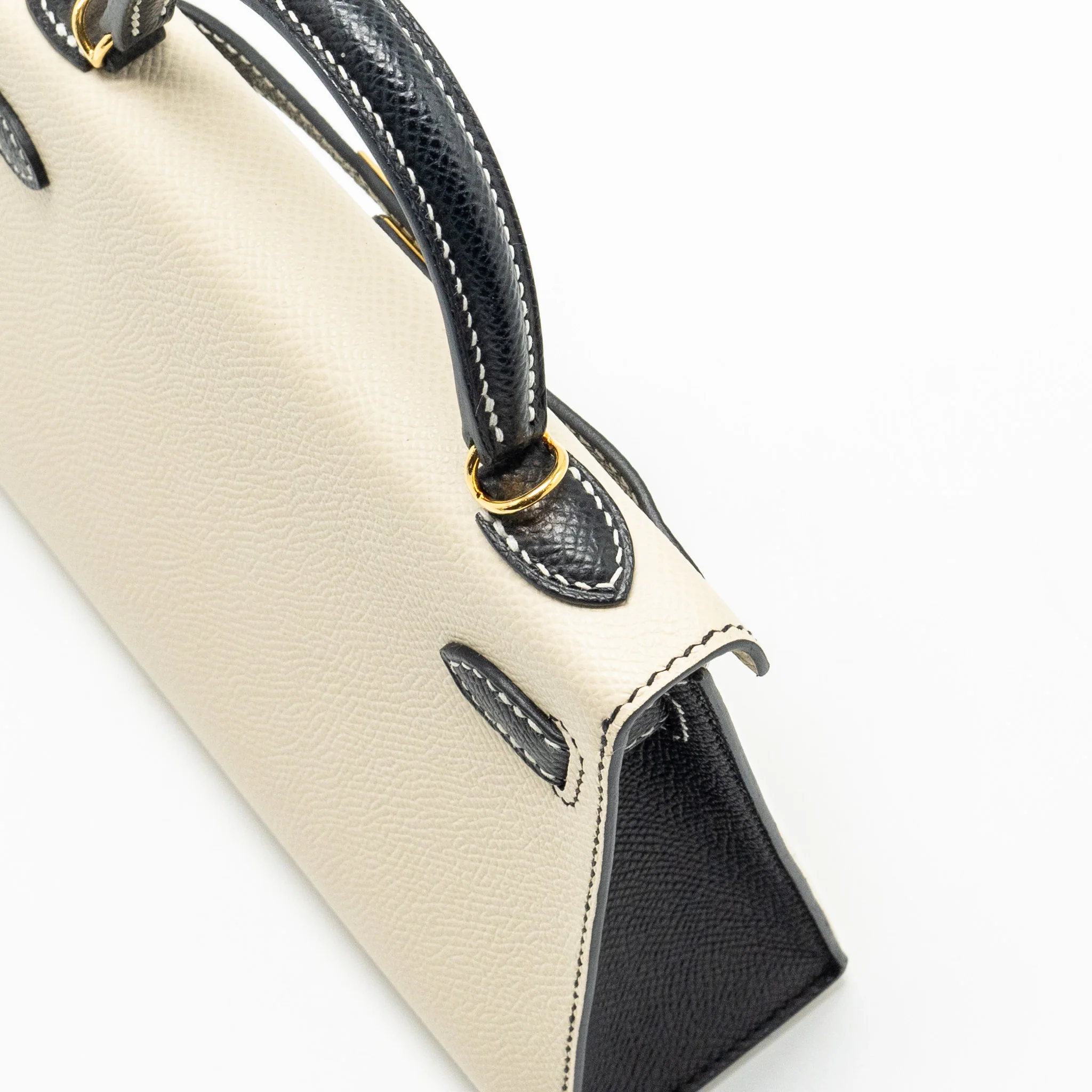 Hermes Mini Kelly Special Order Epsom Nata/Black GHW Stamp U - Image 11