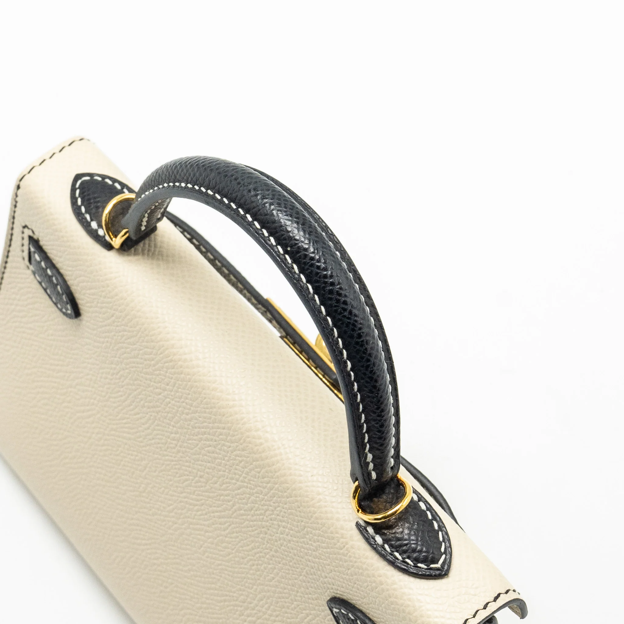Hermes Mini Kelly Special Order Epsom Nata/Black GHW Stamp U - Image 12