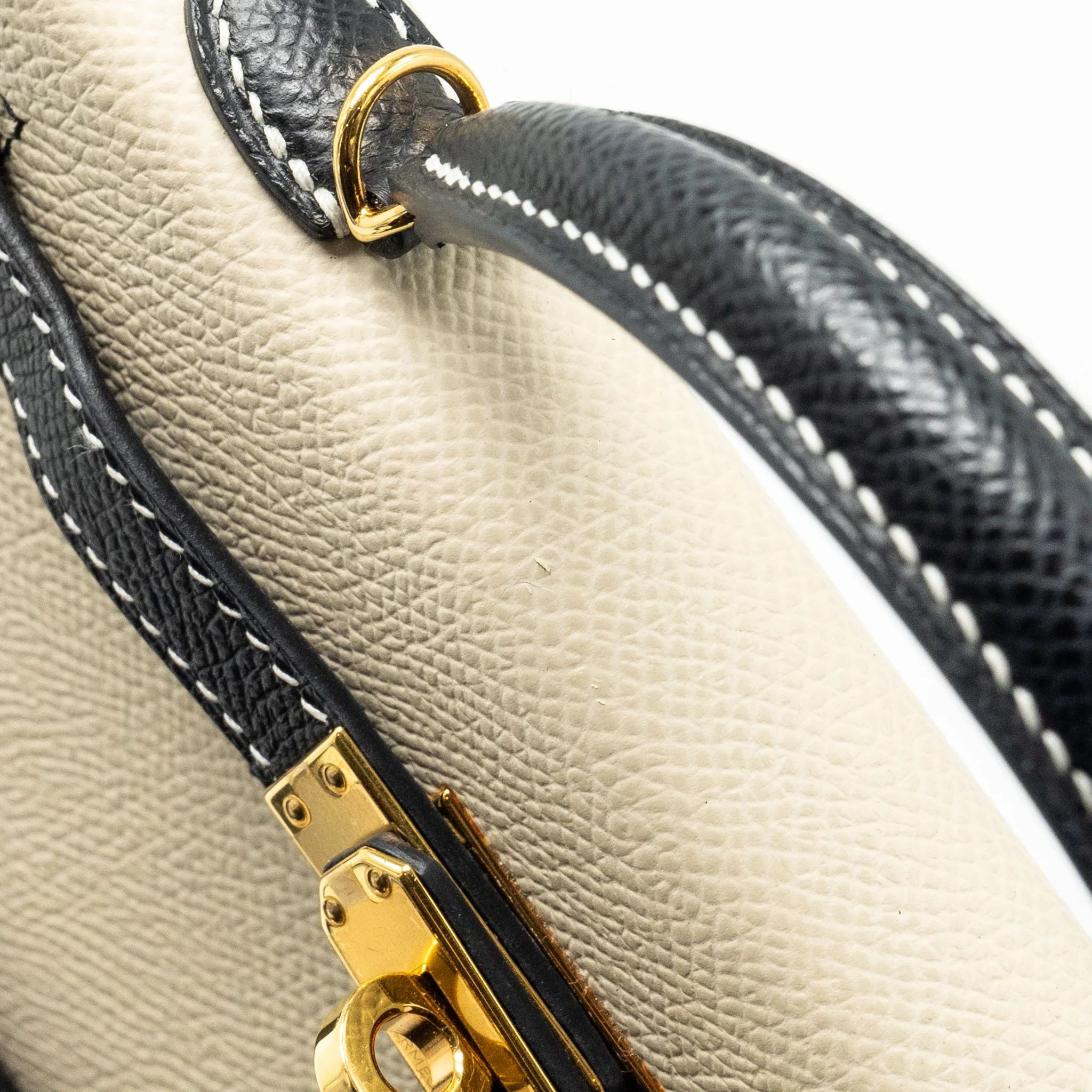 Hermes Mini Kelly Special Order Epsom Nata/Black GHW Stamp U - Image 13