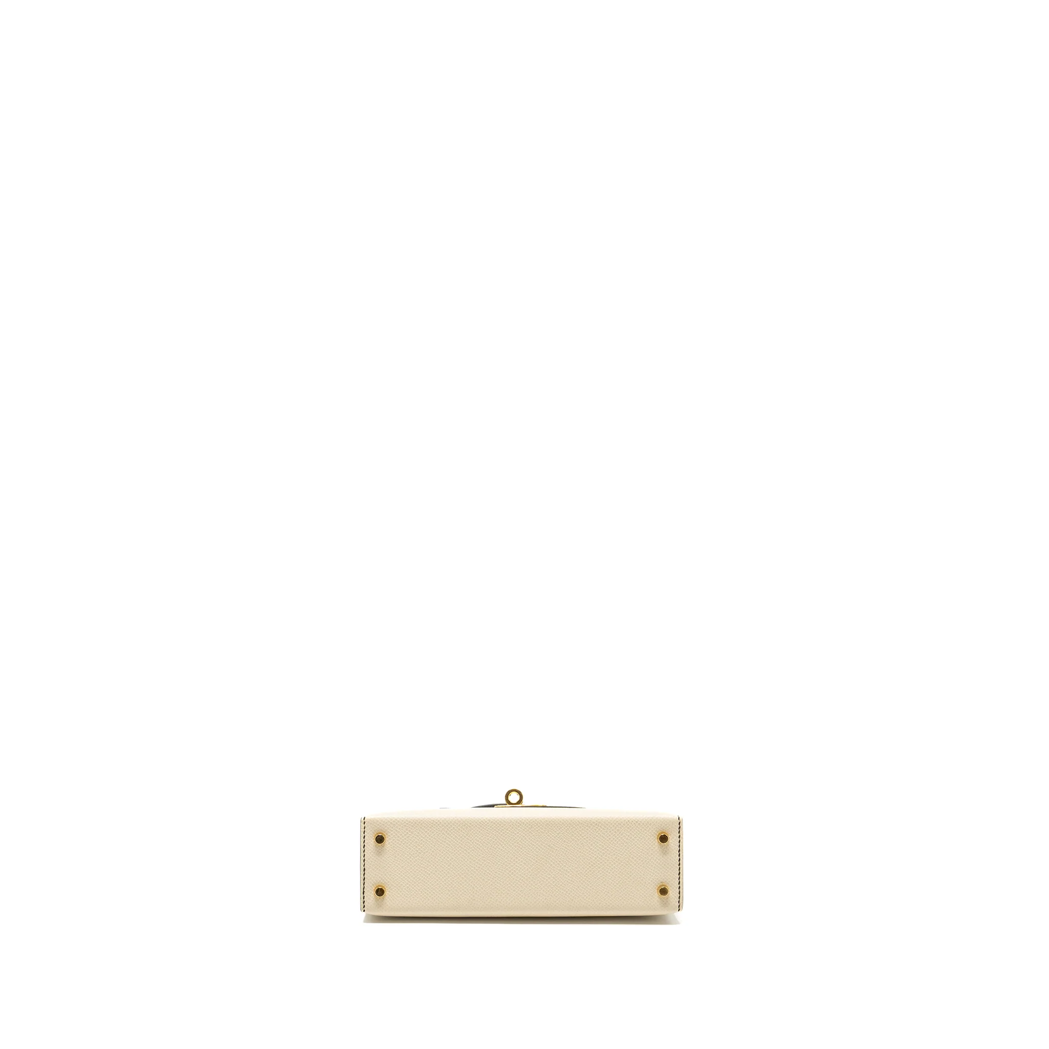 Hermes Mini Kelly Special Order Epsom Nata/Black GHW Stamp U - Image 6