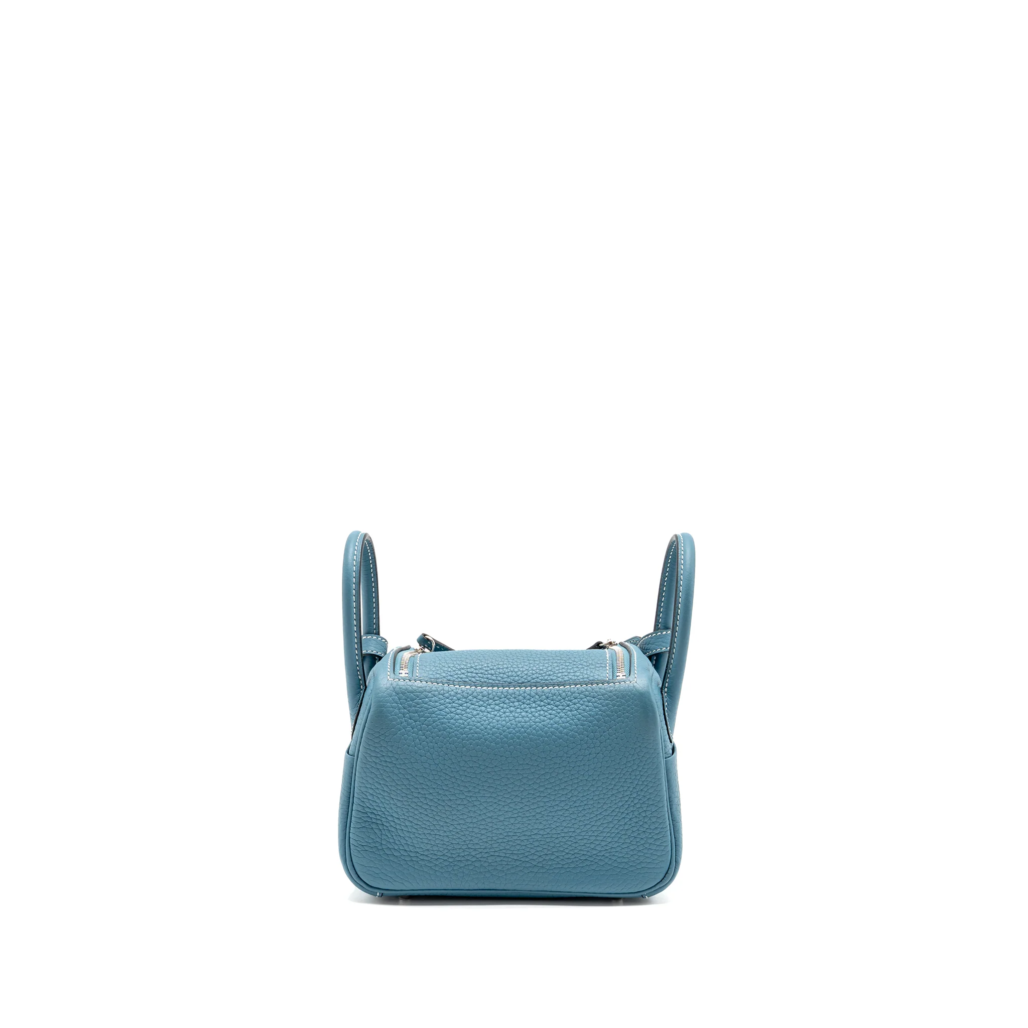 HERMES Mini Lindy Clemence New Blue Jean SHW Stamp W - Image 2