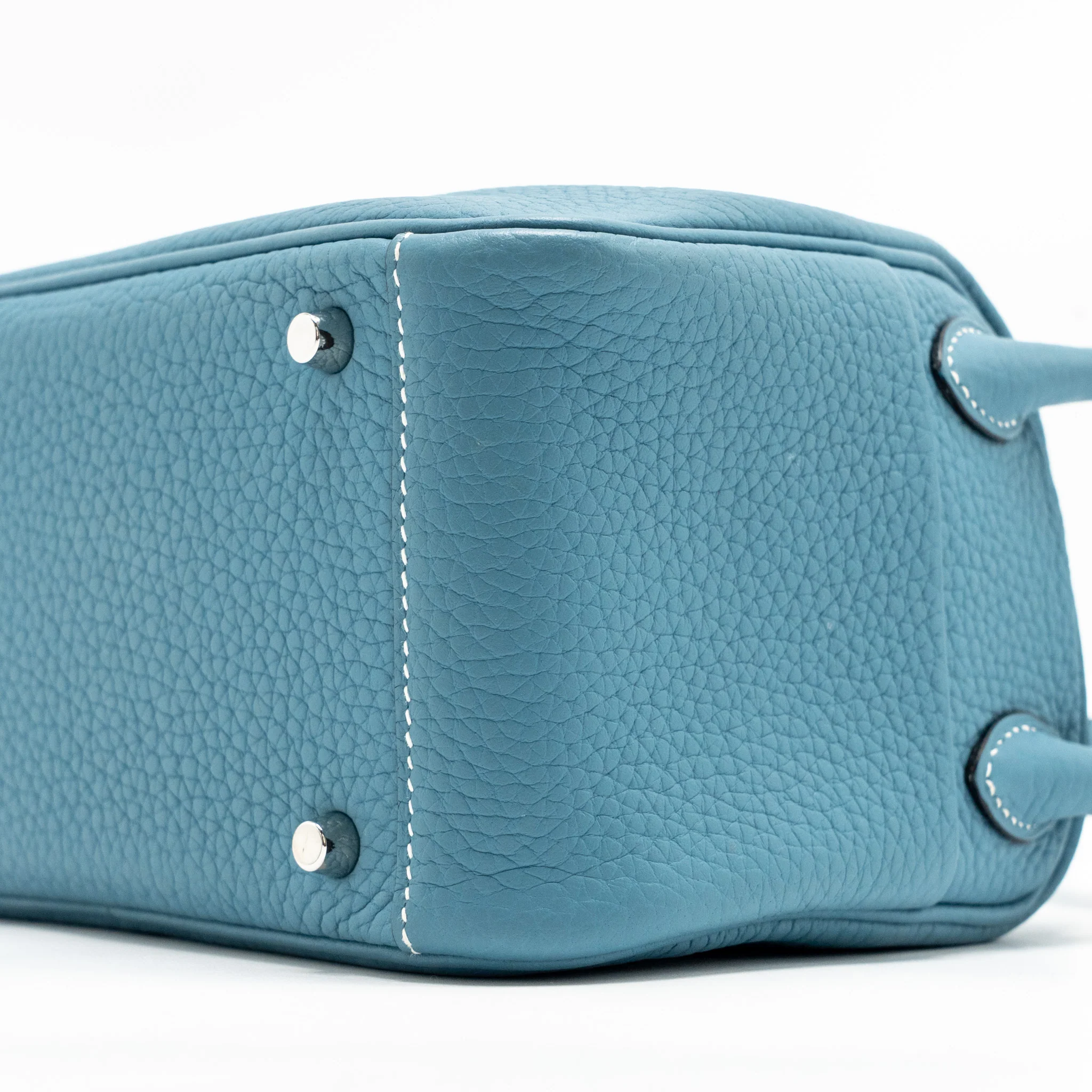 HERMES Mini Lindy Clemence New Blue Jean SHW Stamp W - Image 7