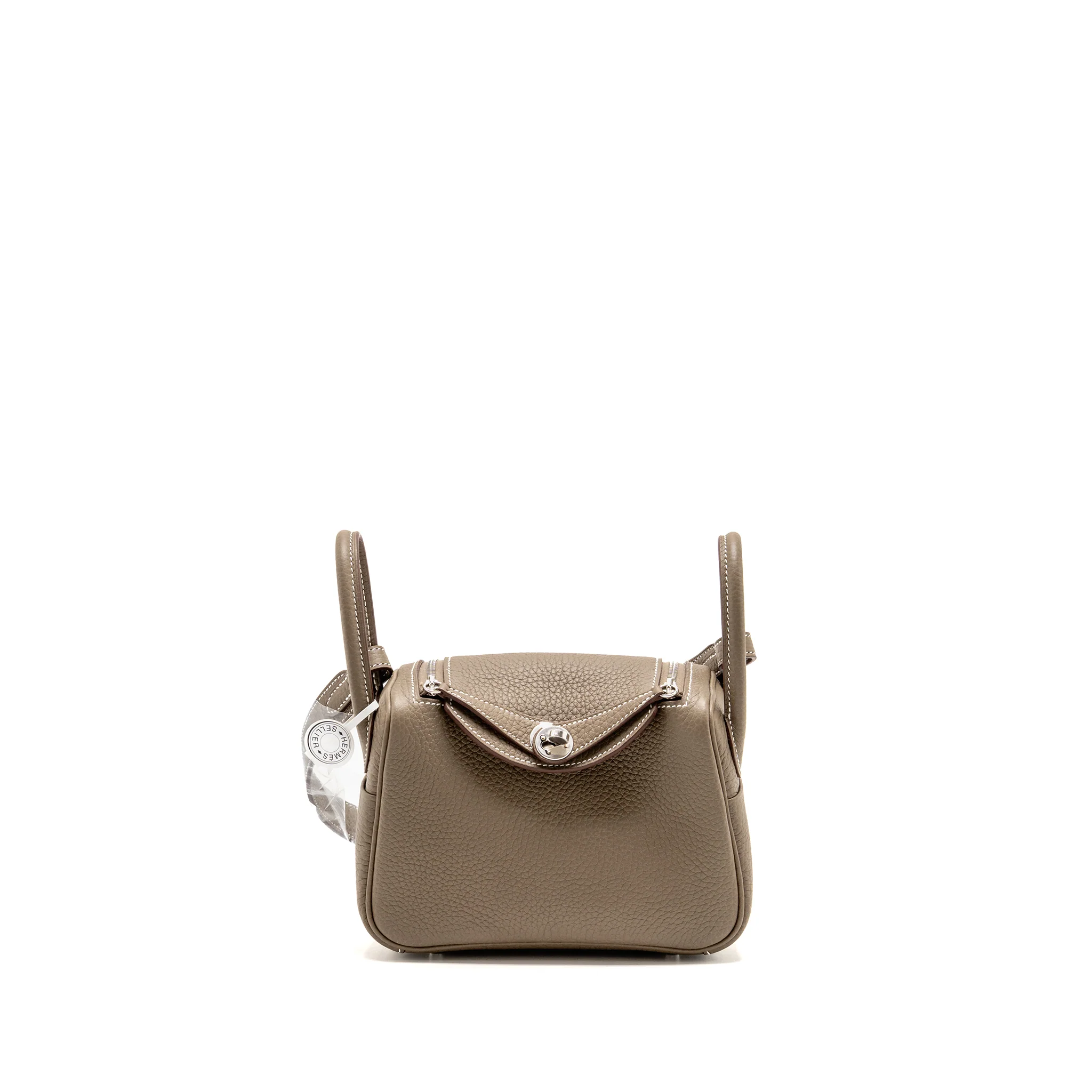 Hermes Mini Lindy II clemence etoupe SHW stamp K