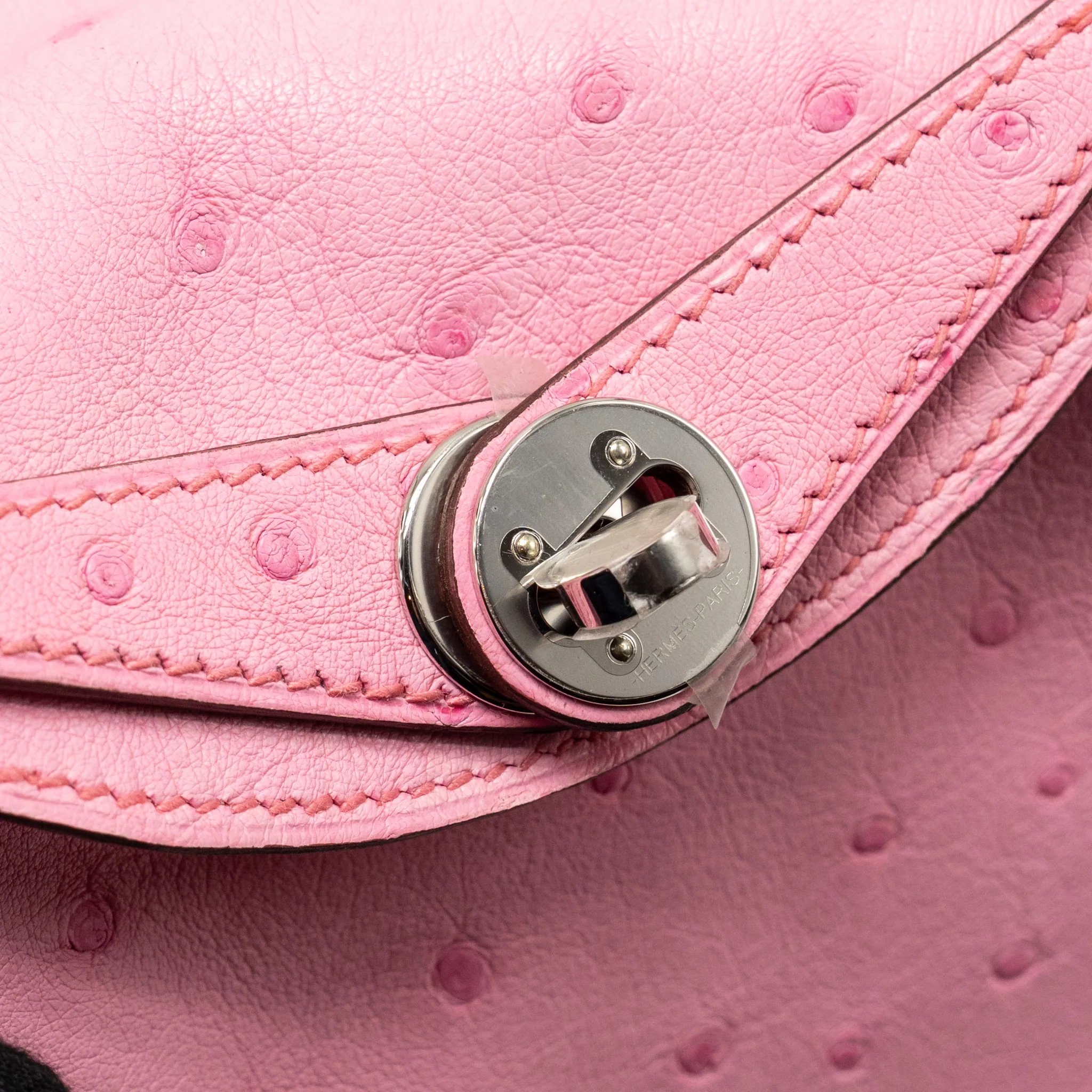 Hermes Mini Lindy Ostrich Rose Bubblegum SHW Stamp W - Image 14