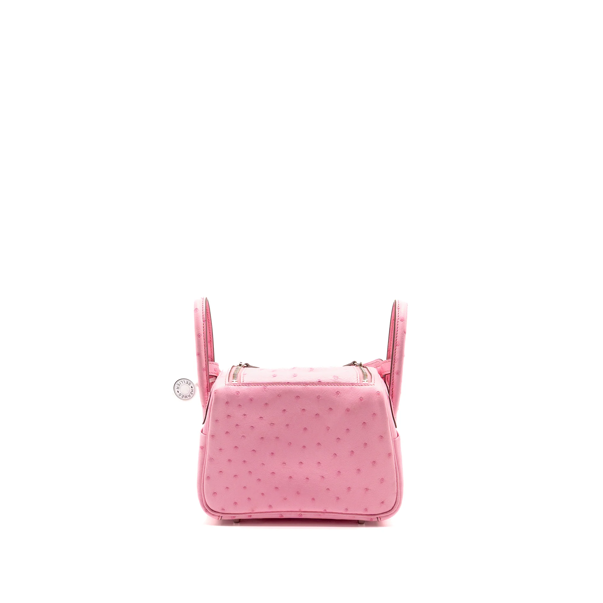 Hermes Mini Lindy Ostrich Rose Bubblegum SHW Stamp W - Image 2