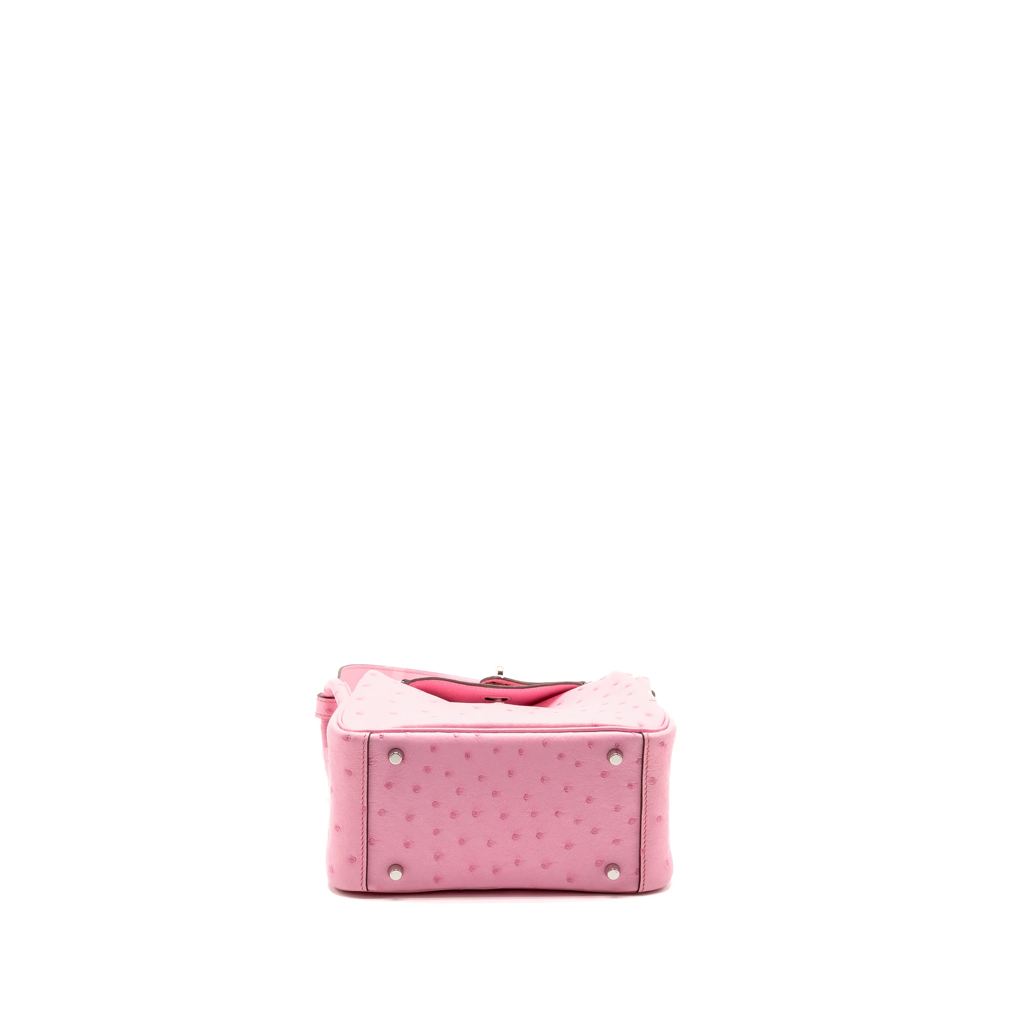 Hermes Mini Lindy Ostrich Rose Bubblegum SHW Stamp W - Image 6