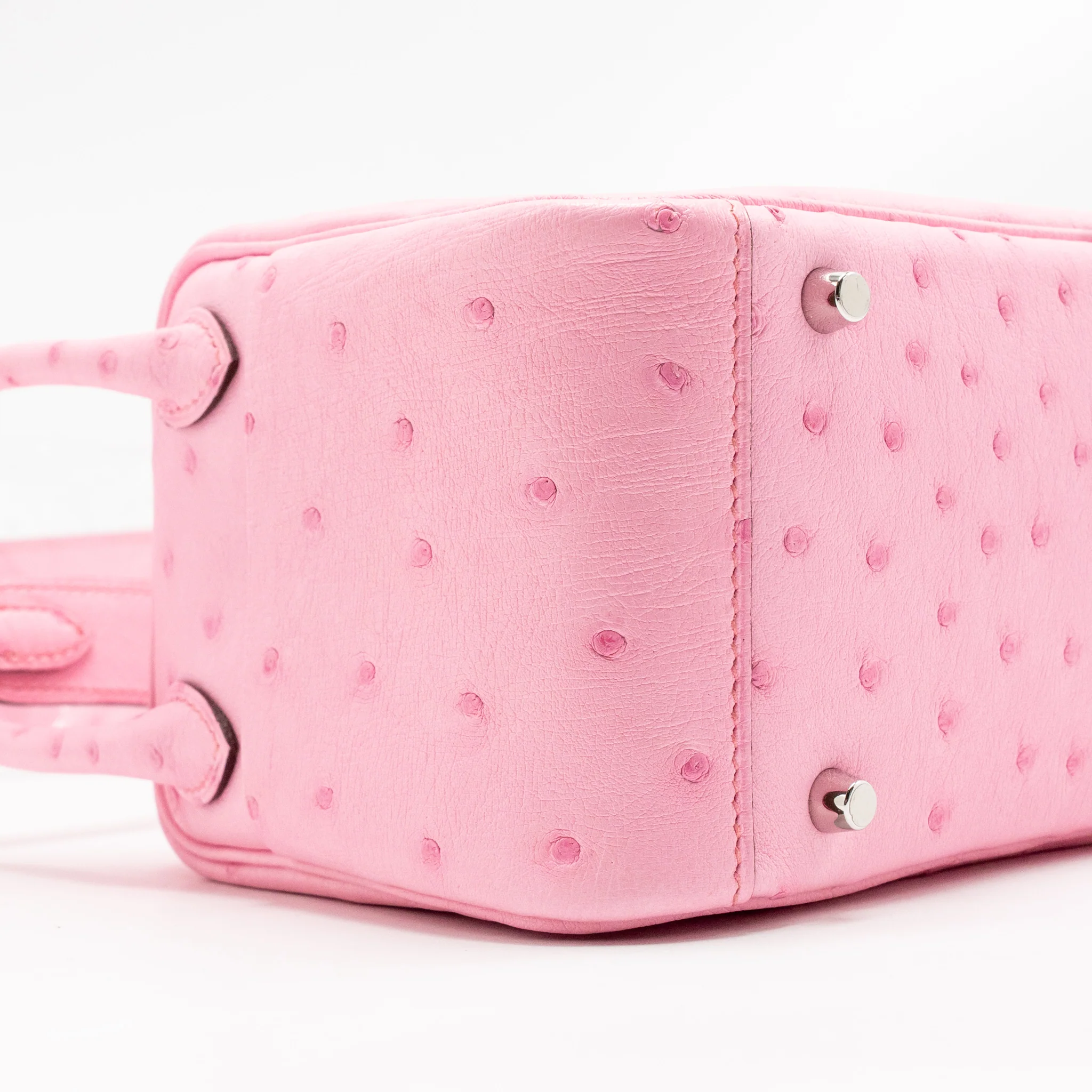 Hermes Mini Lindy Ostrich Rose Bubblegum SHW Stamp W - Image 7