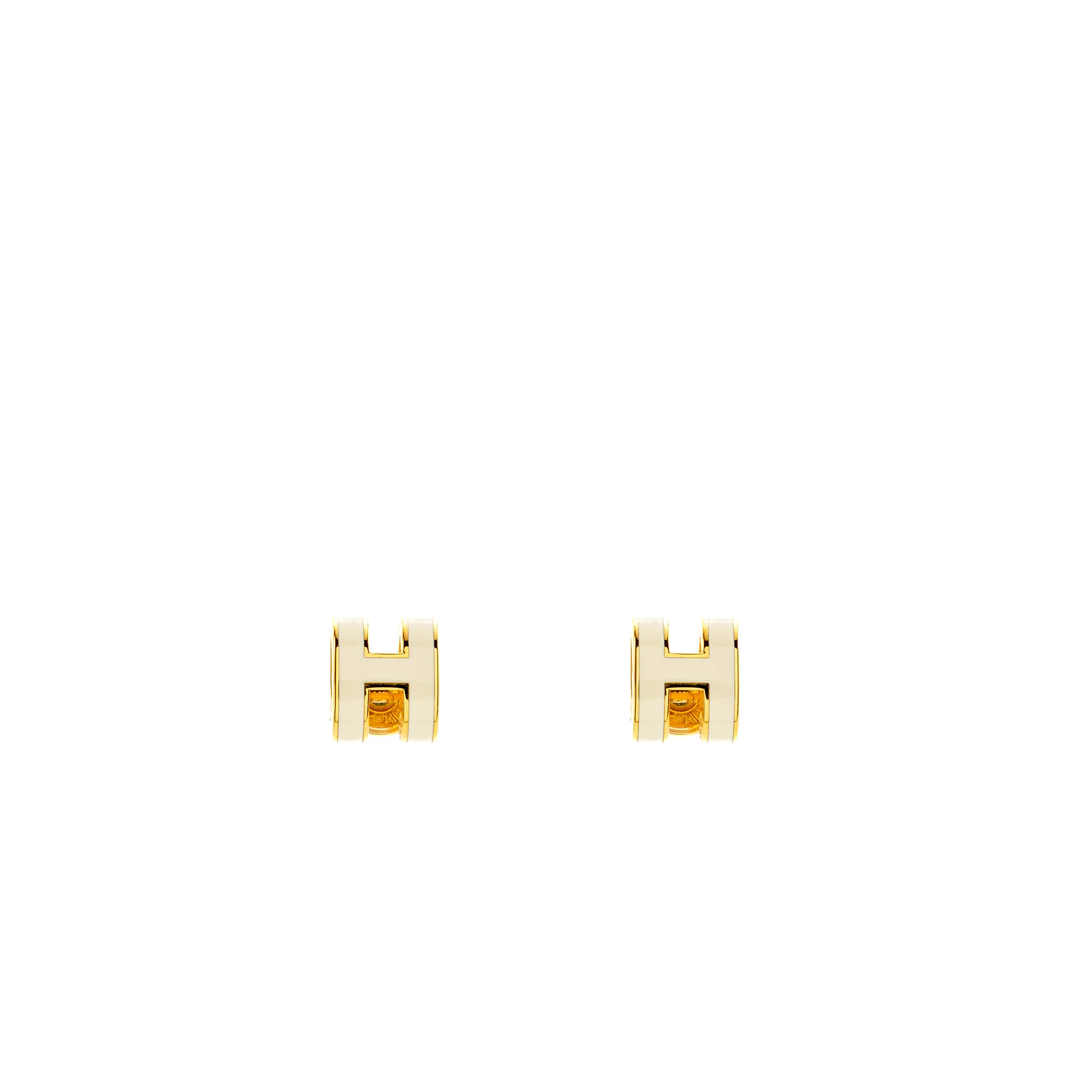Hermes Mini Pop H earrings blanc GHW