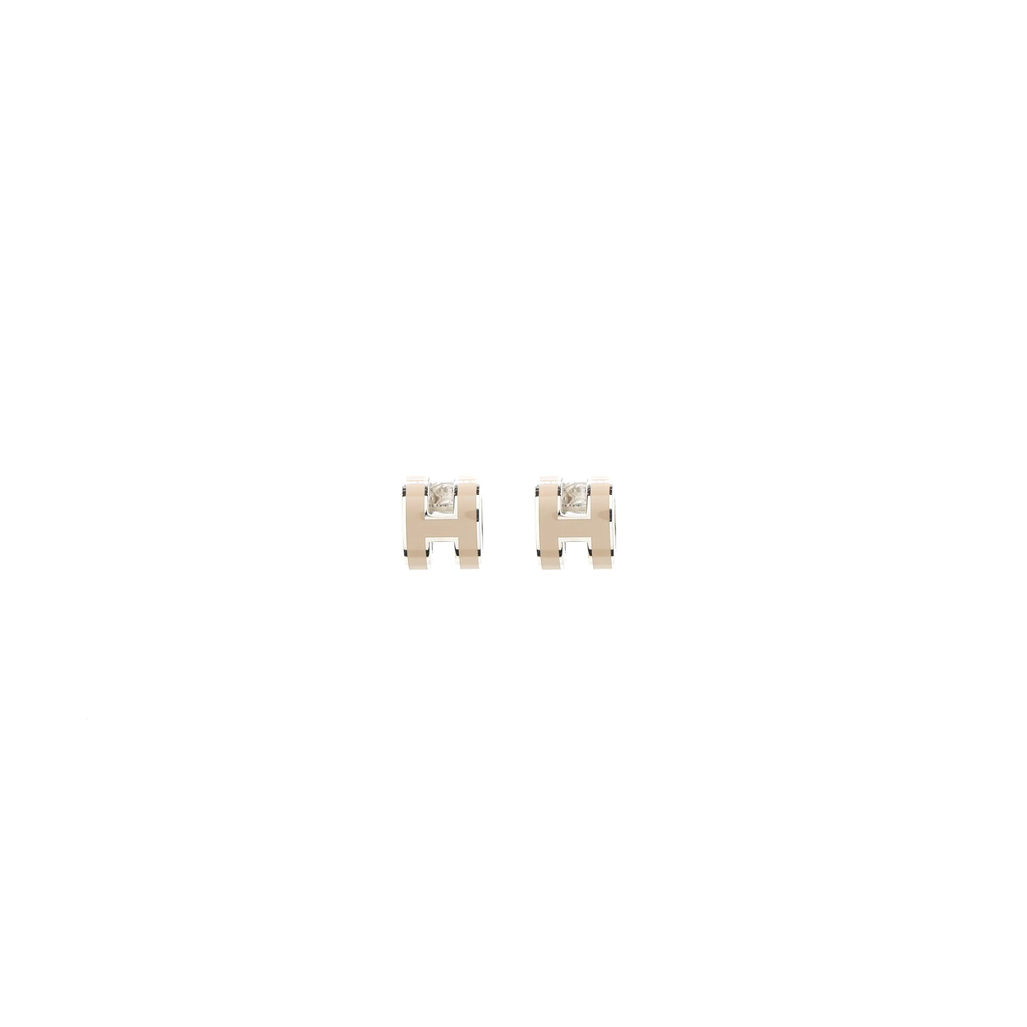 Hermes mini pop H earrings marron glacé SHW