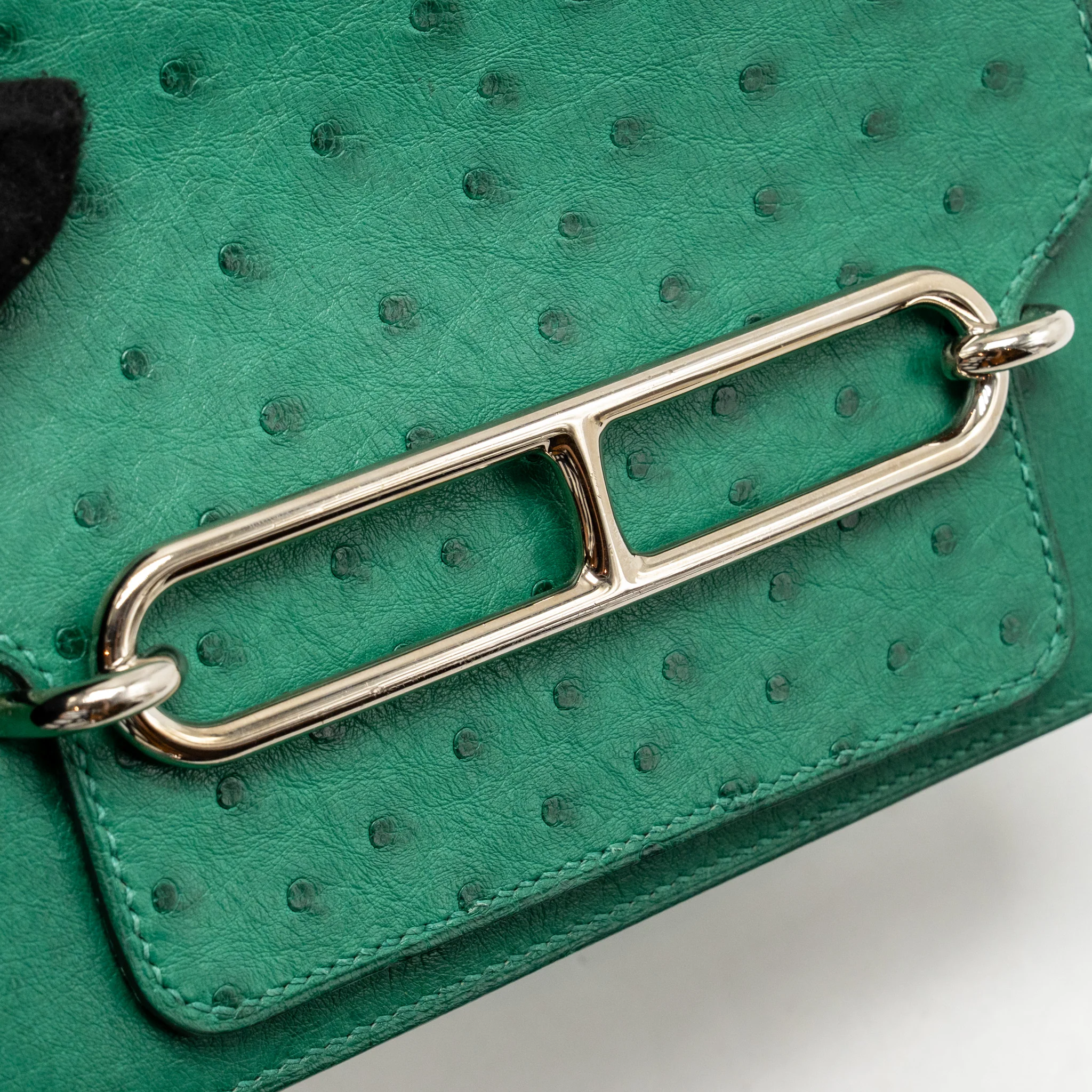 Hermes Mini Roulis Ostrich Vert Vertigo SHW stamp A - Image 13