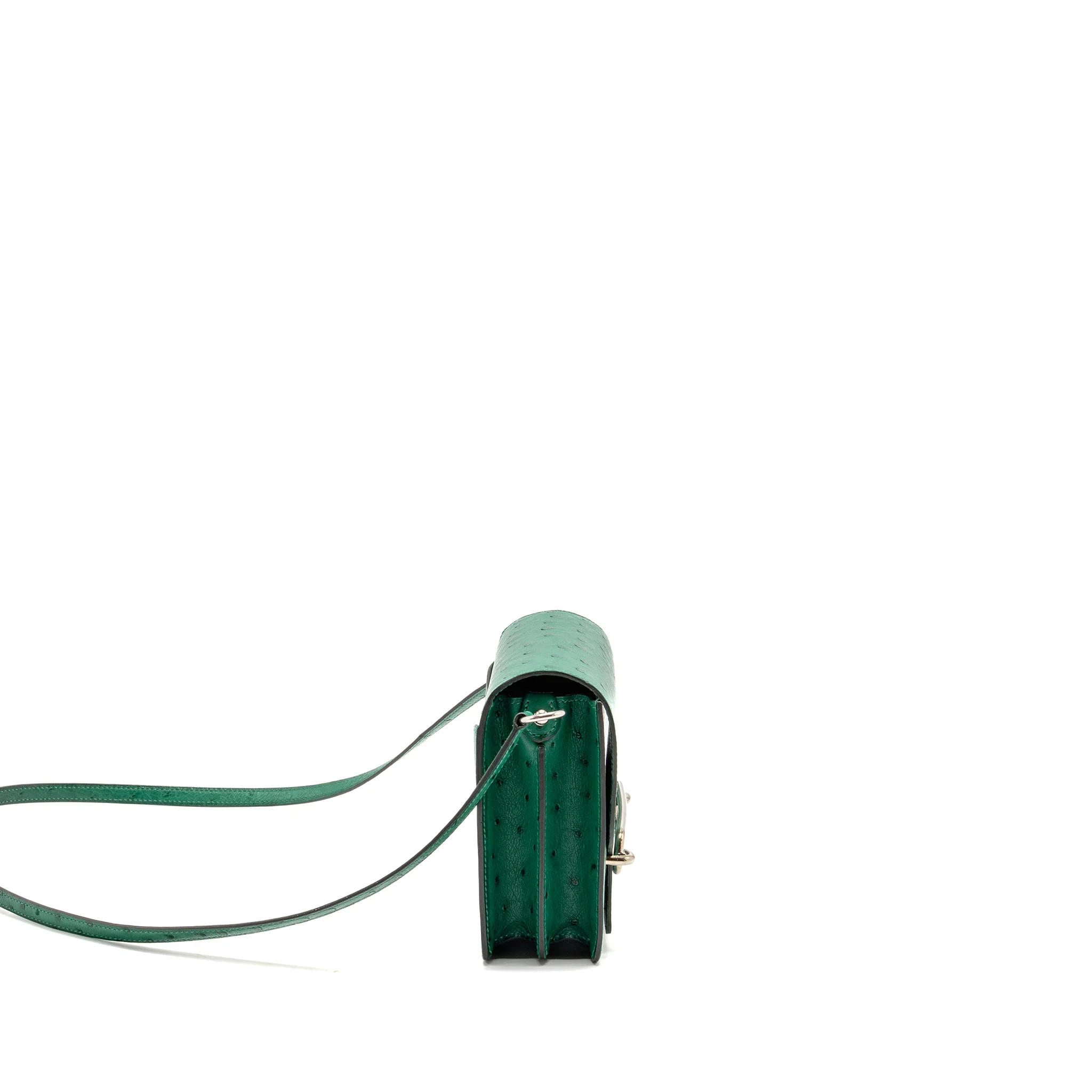 Hermes Mini Roulis Ostrich Vert Vertigo SHW stamp A - Image 3