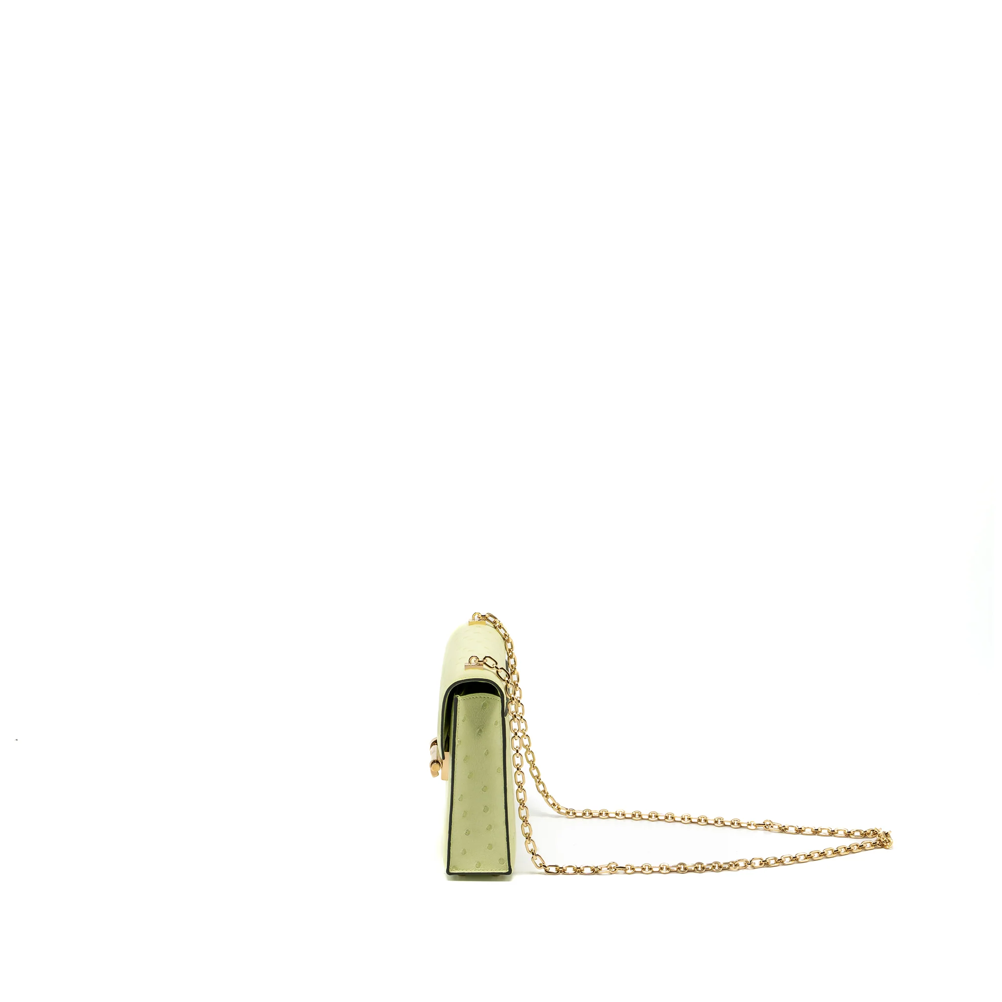 Hermes Mini Verrou Ostrich R9 Jaune Bourgeon GHW Stamp U - Image 4