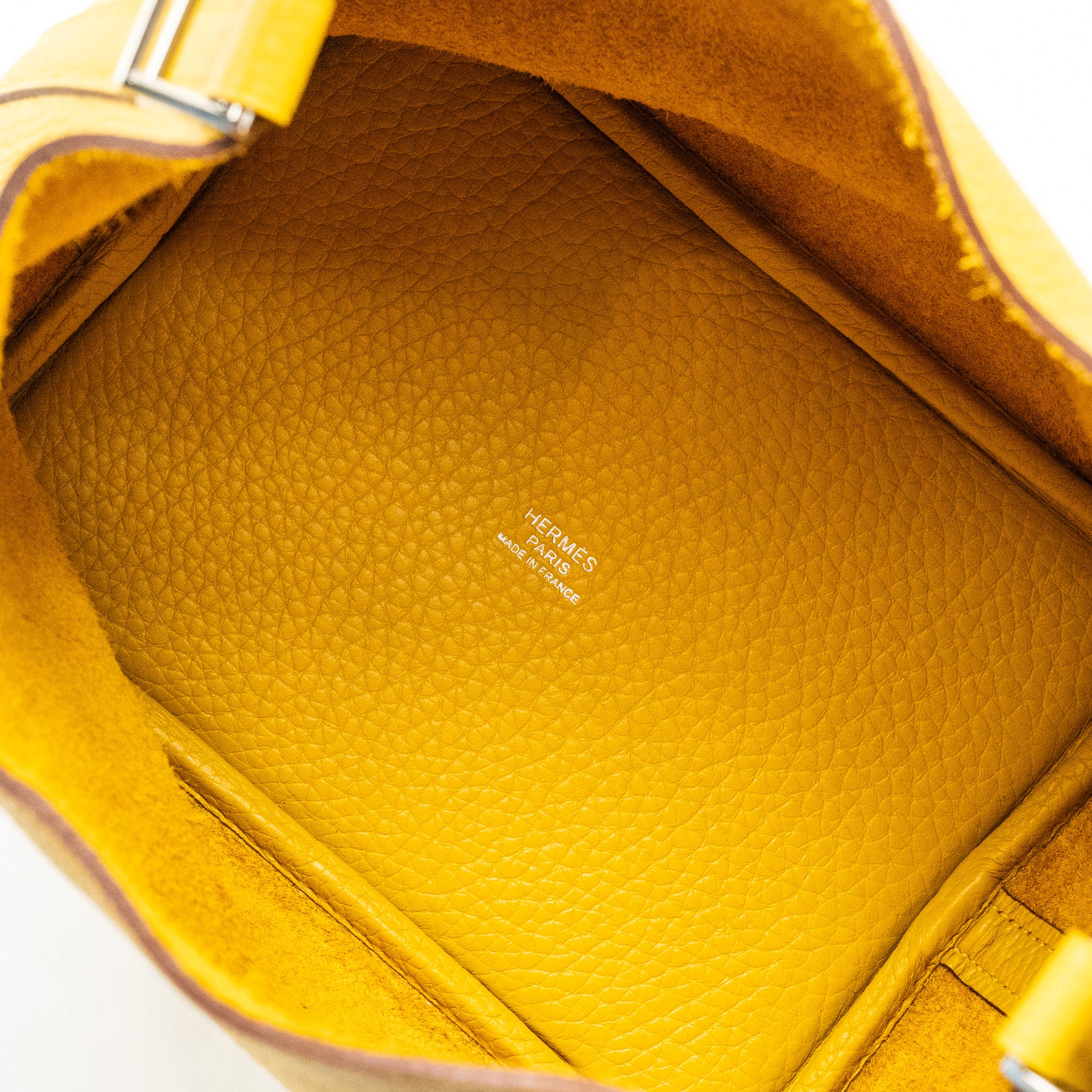 Hermes Picotin 18 Lock Bag Clemence 9D Jaune Amber / P3 Blue Du Nord SHW Stamp C - Image 14