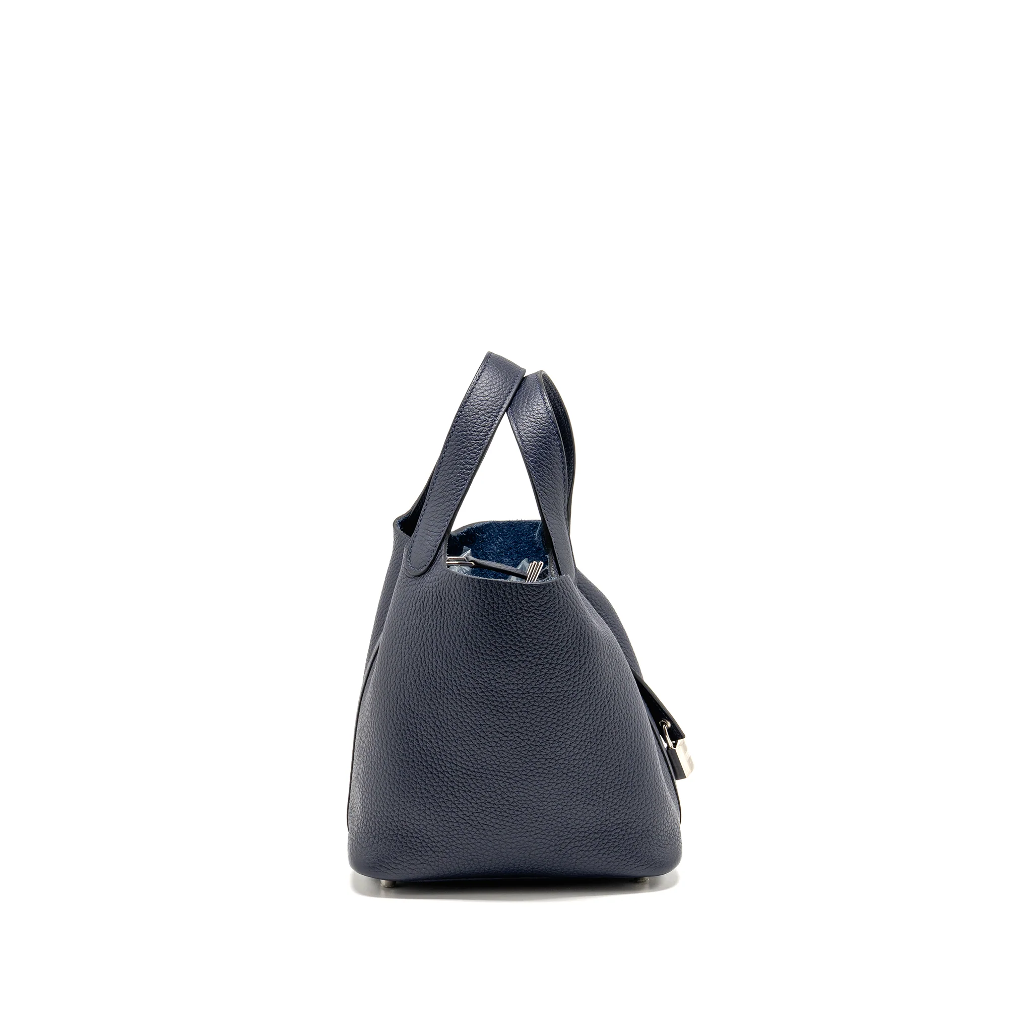 Hermes Picotin 18 Lock Bag Clemence Blue Nuit SHW Stamp B - Image 3