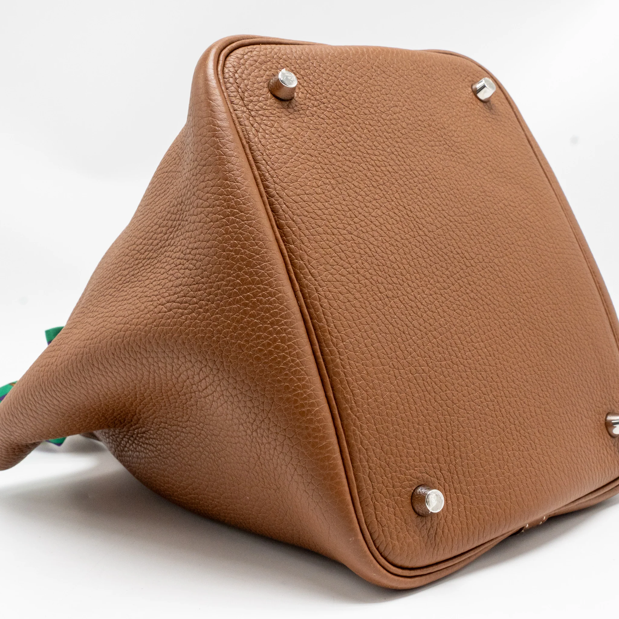 Hermes Picotin 22 Lock Bag Clemence/Swift Gold/Blue Brume Handle SHW Stamp Z - Image 7
