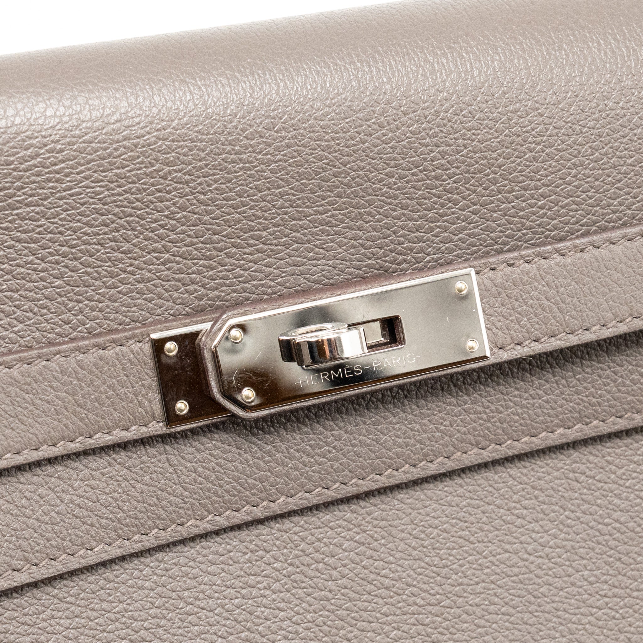 Hermes Pochette Kelly Depeches 25 Evercolor gris Etain SHW stamp Z - Image 12