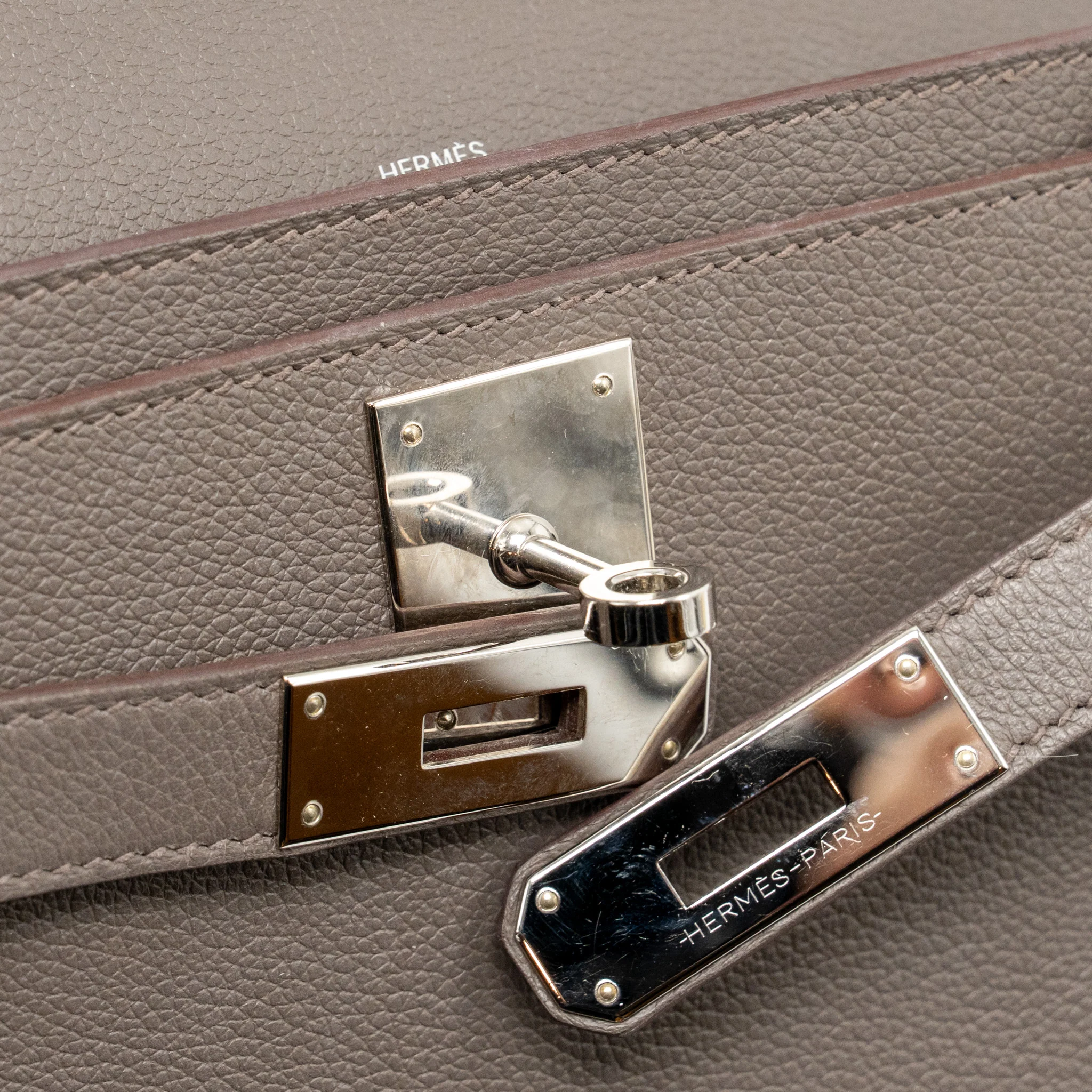 Hermes Pochette Kelly Depeches 25 Evercolor gris Etain SHW stamp Z - Image 13