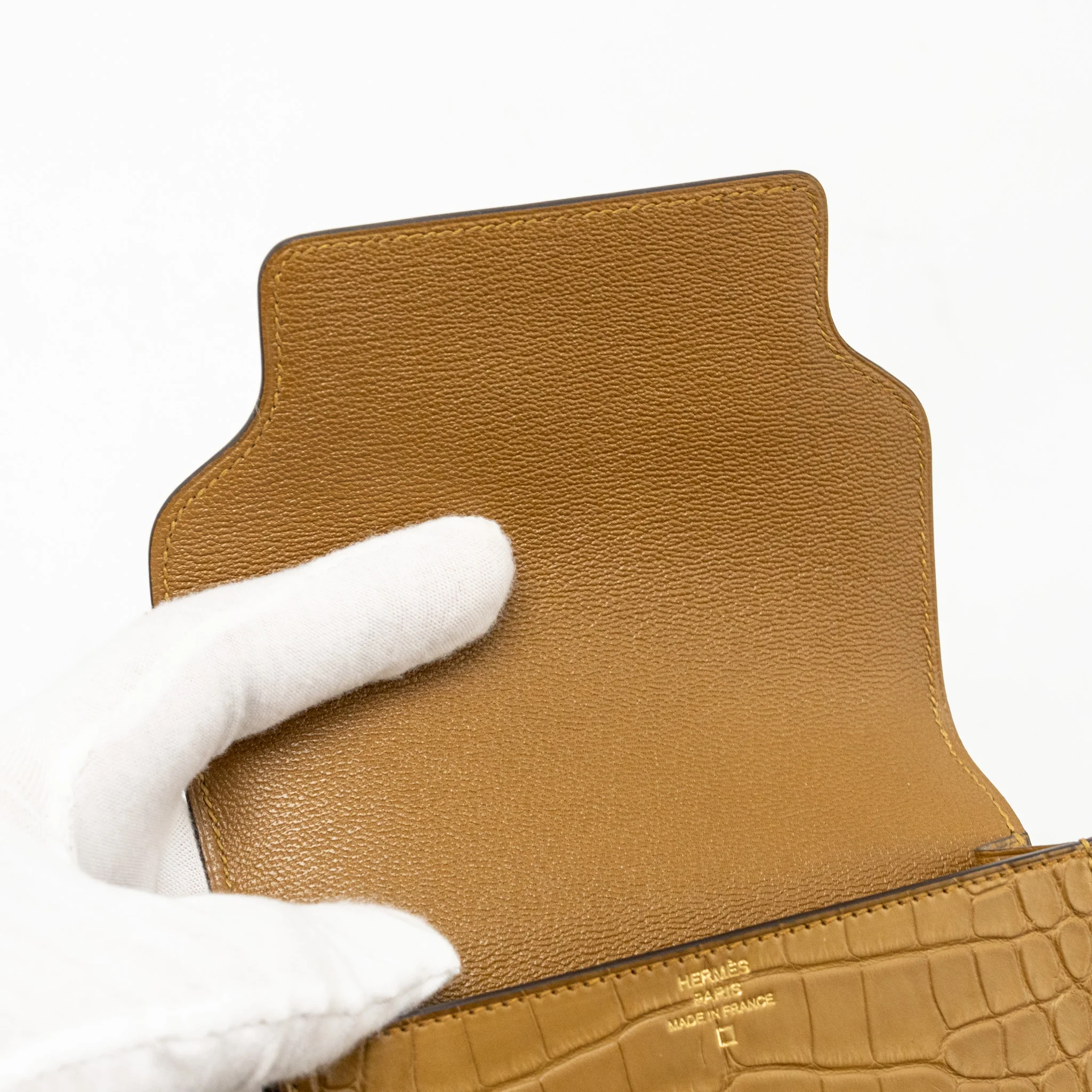 Hermes Roulis Slim Alligator Mississippiensis Mat Kraft LGHW Stamp Z - Image 10