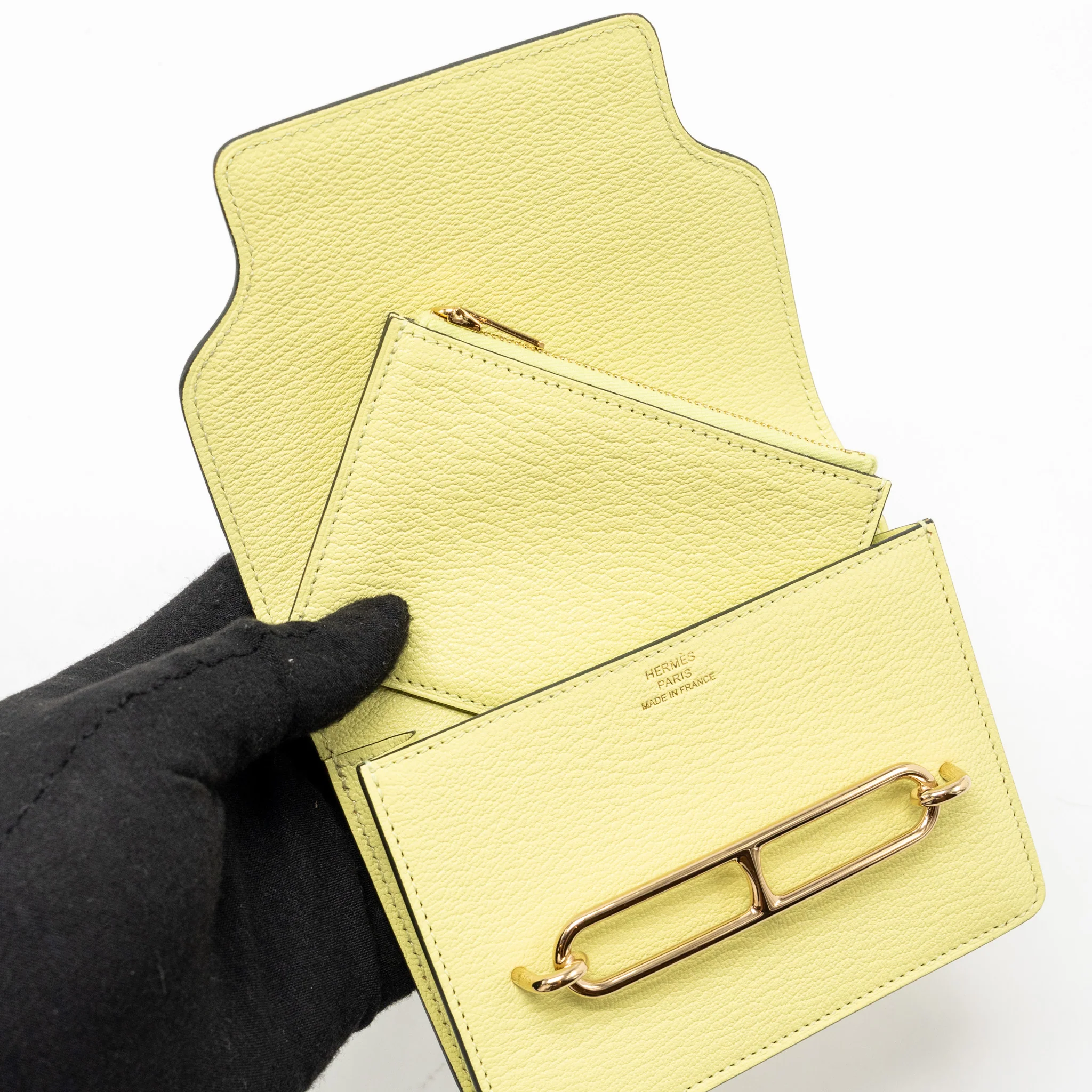 Hermes Roulis Slim Chevre Mysore Jaune Bourgeon LGHW Stamp Z - Image 8