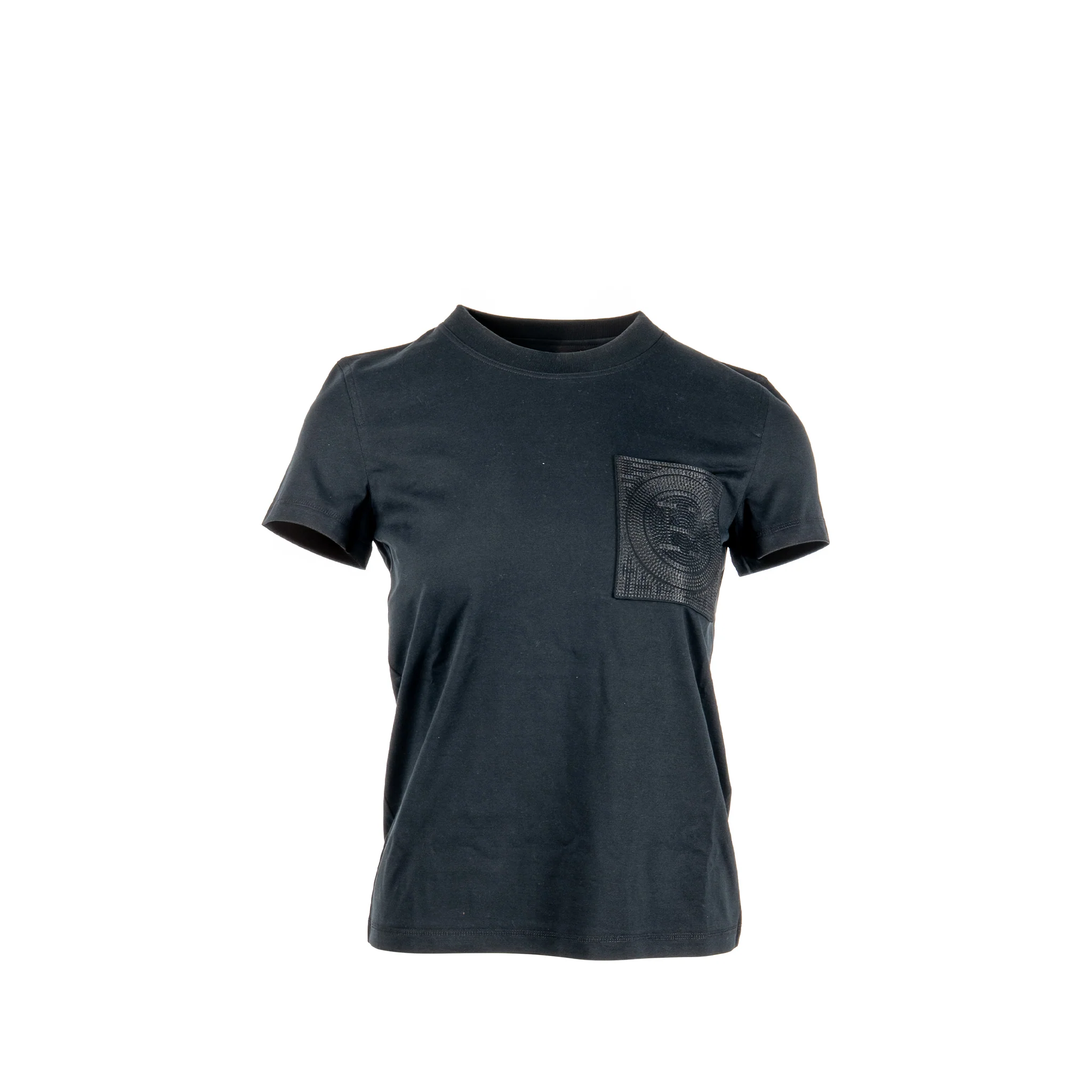 Hermes Size 32 Embroidered Pocket T-Shirt Cotton Black