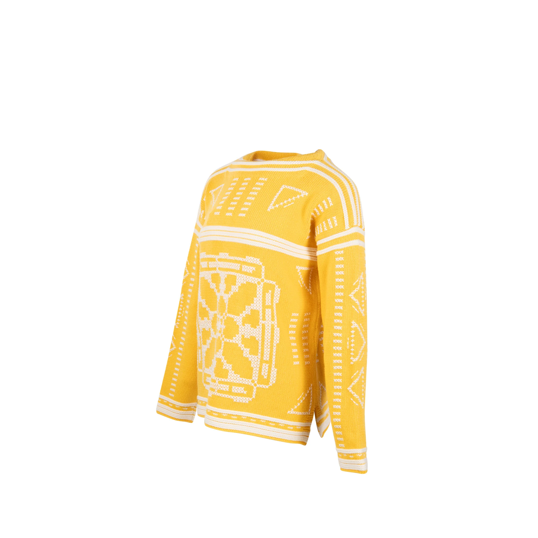 Hermes Size 34 Pull-over Maille Tatersal Cotton Jaune Tourne - Image 3