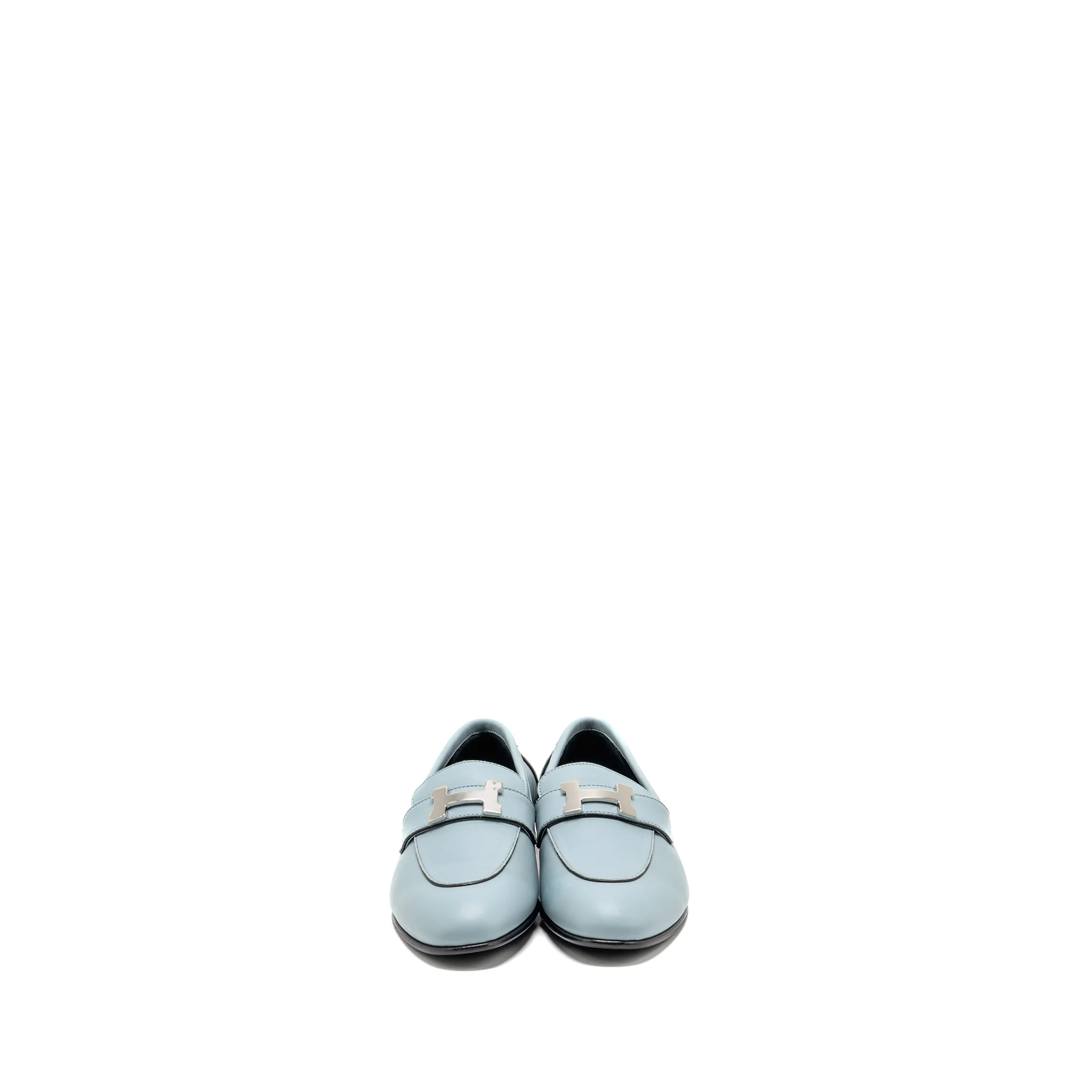Hermes Size 35 Paris Mocassins Calfskin Leather vert d’eau - Image 2