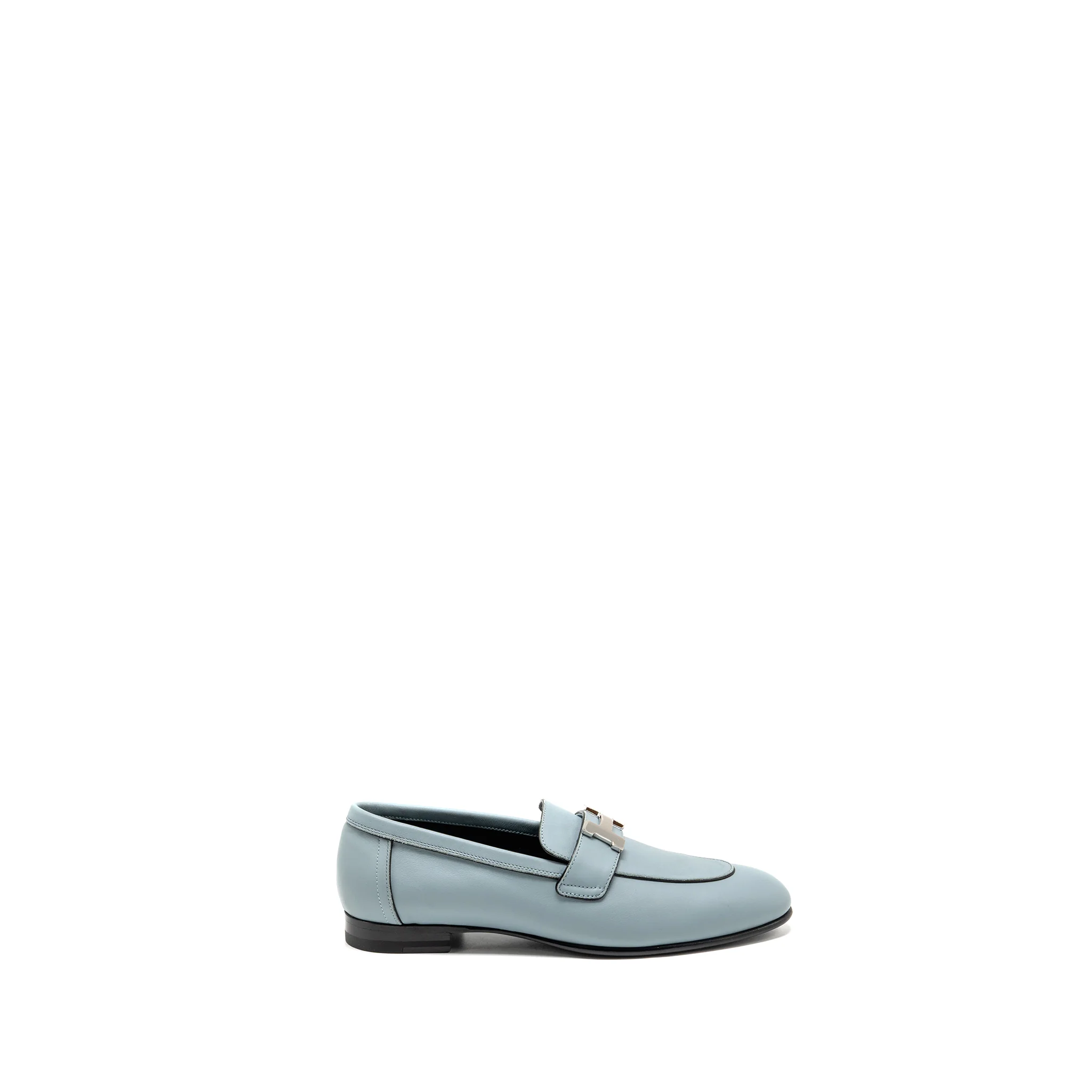 Hermes Size 35 Paris Mocassins Calfskin Leather vert d’eau - Image 5