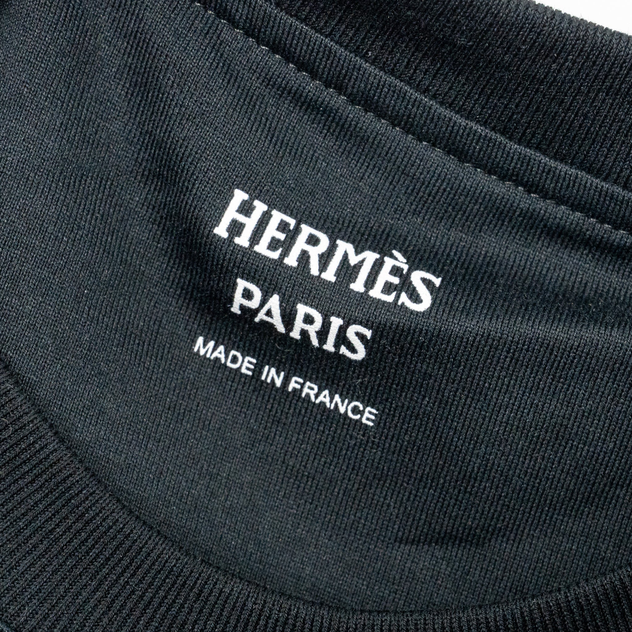 Hermes Size 36 Embroidered Pocket T-Shirt Cotton Black - Image 5