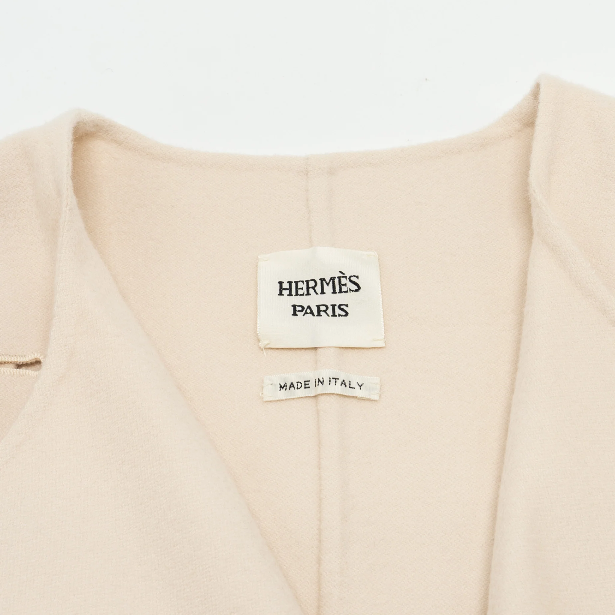 Hermes Size 36 Manteau Ssmanche Cashmere Long Vest Blanc Poros - Image 4