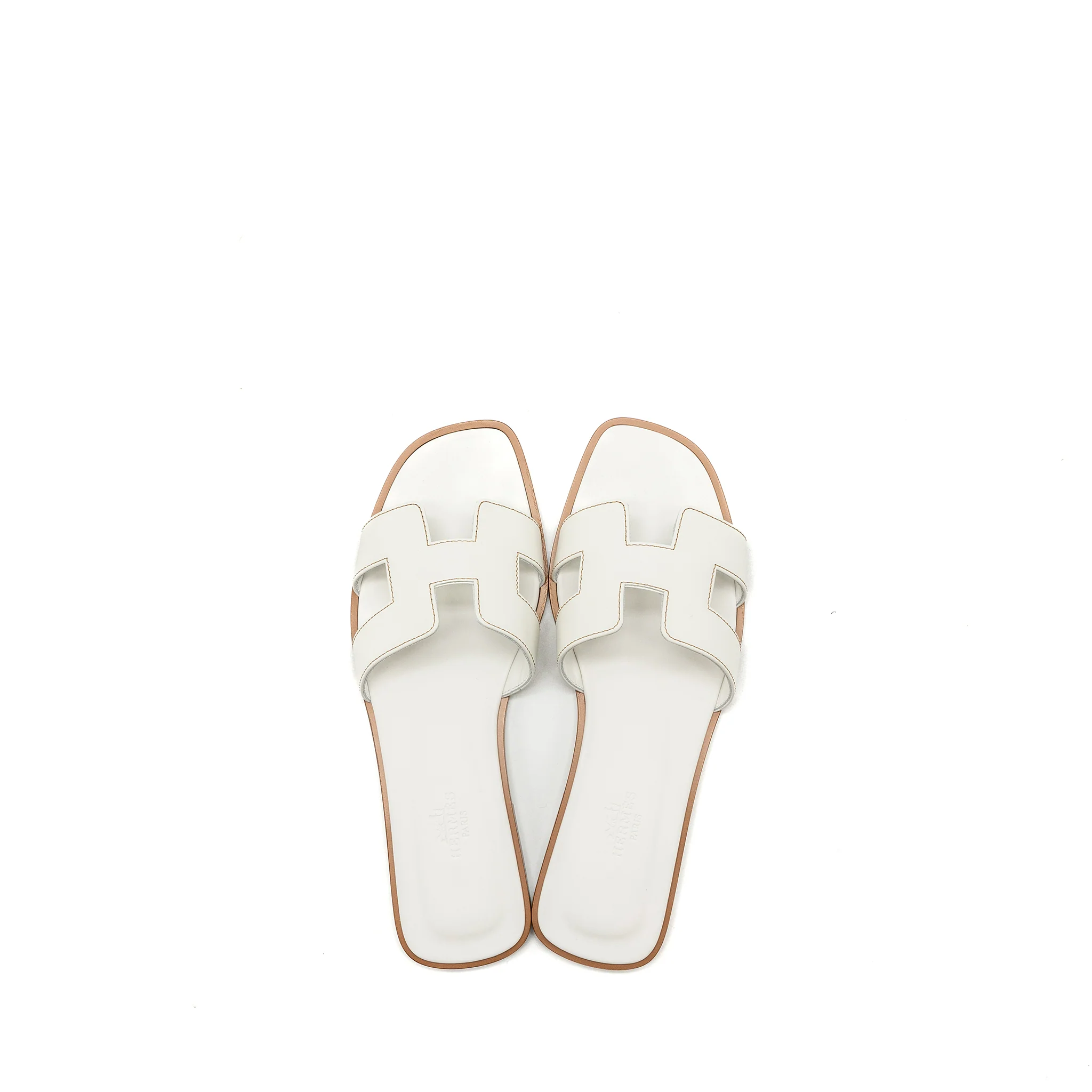 Hermes size 37.5 Oran sandal calfskin Blanc - Image 4