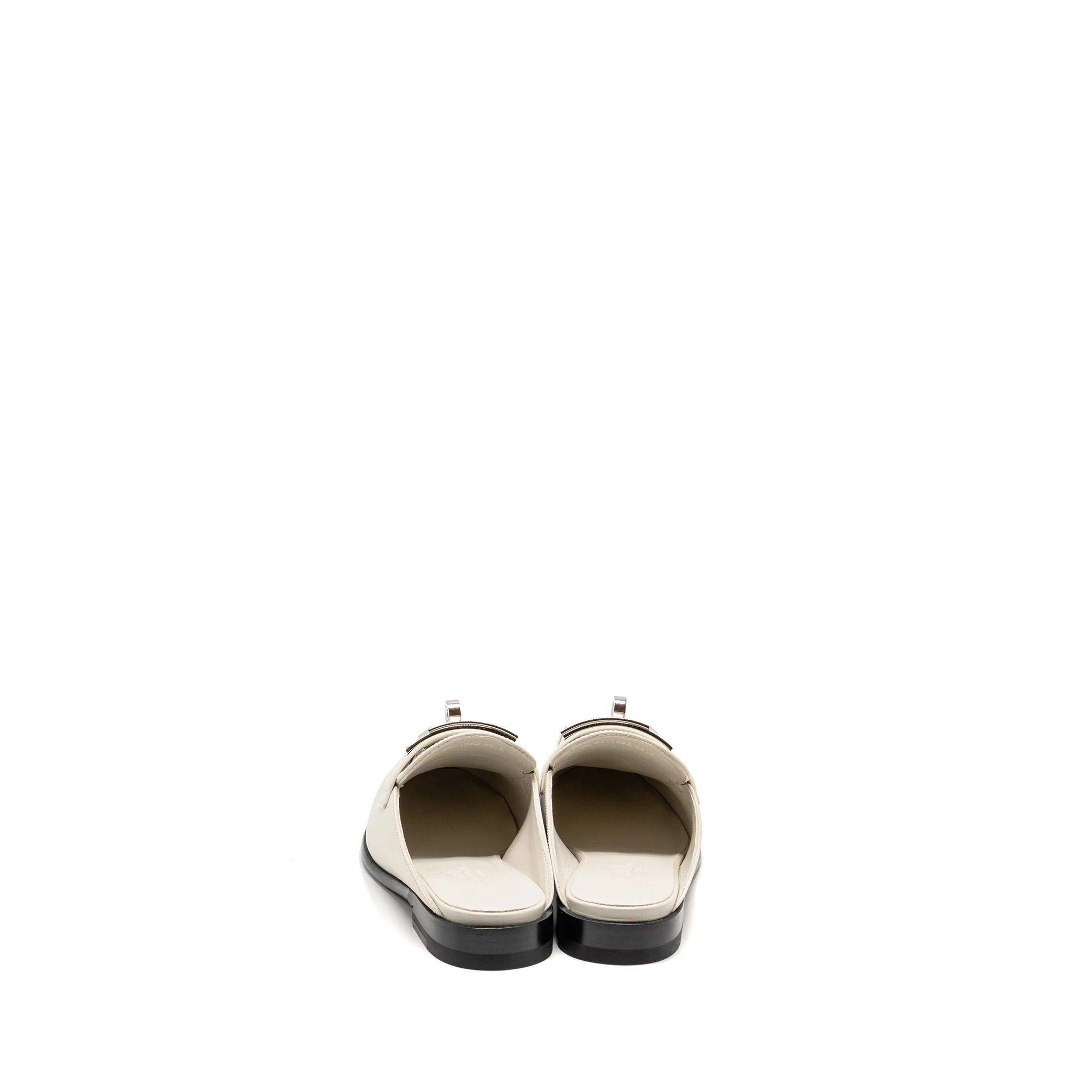 Hermes Size 37 Lota Mule Calfskin Blanc De Paris SHW - Image 2