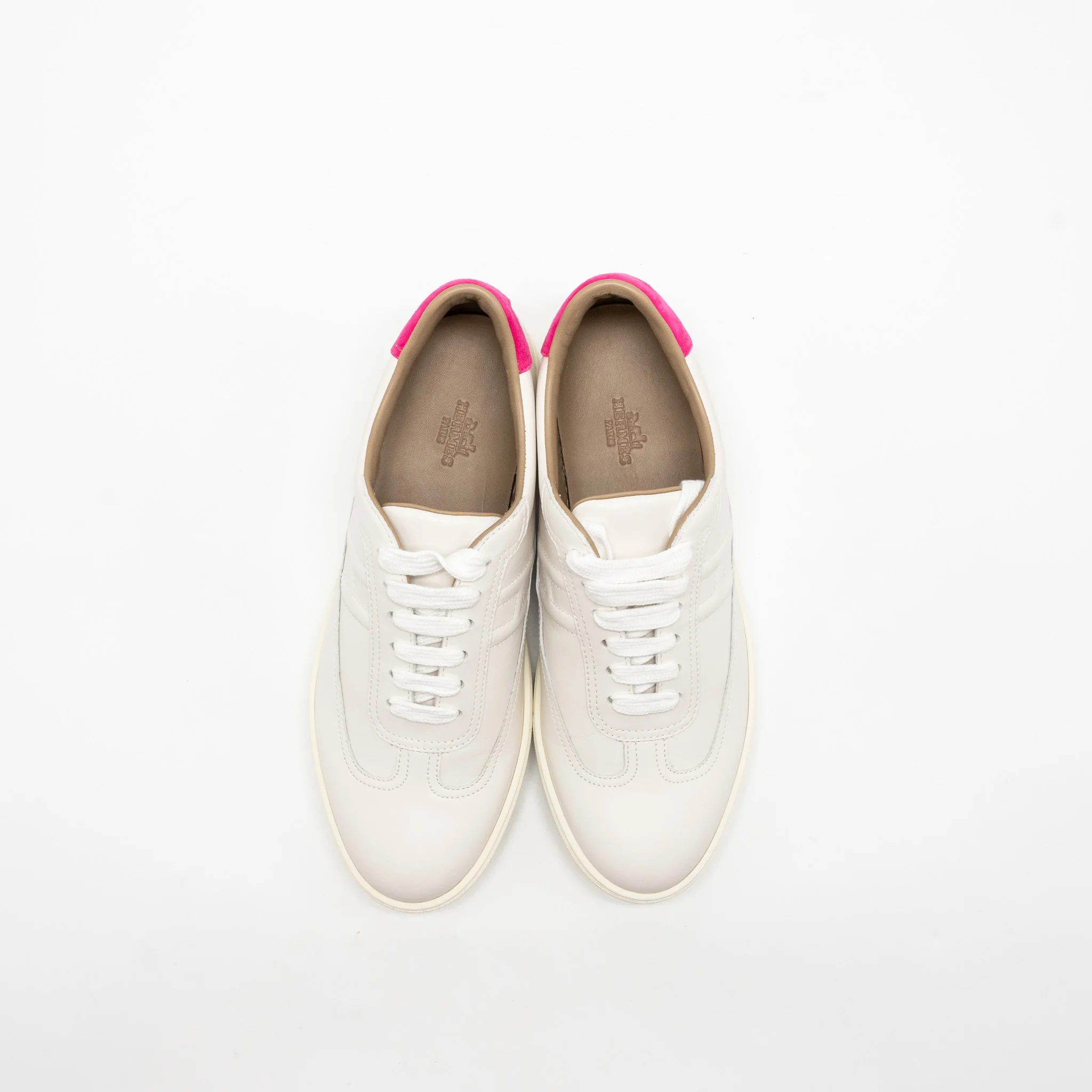 Hermes Size 38 Quicker sneakers calfskin white / pink - Image 4