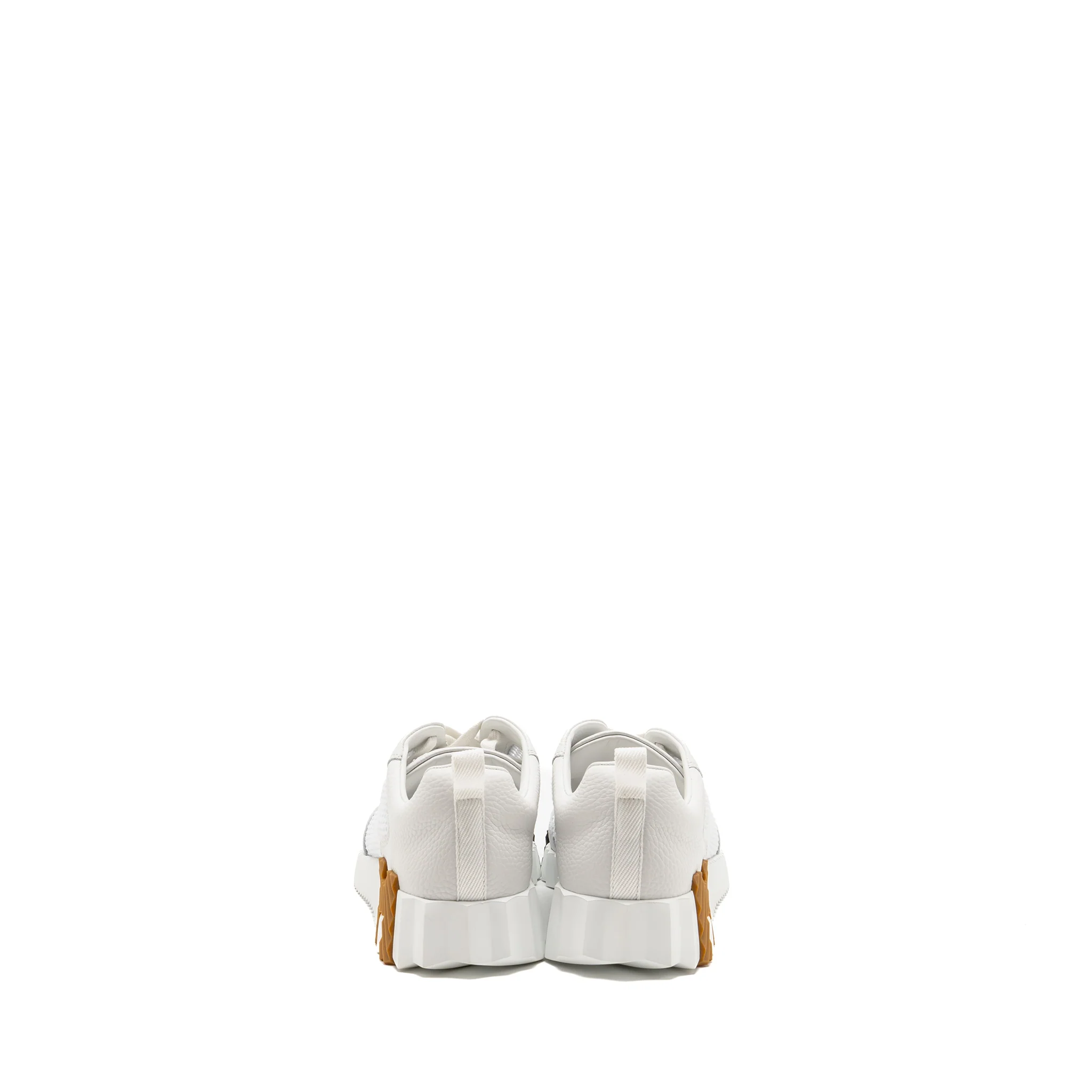 Hermes Size 41 FEMME Bouncing Sneaker Crochet Knit/Calfskin Blanc - Image 4