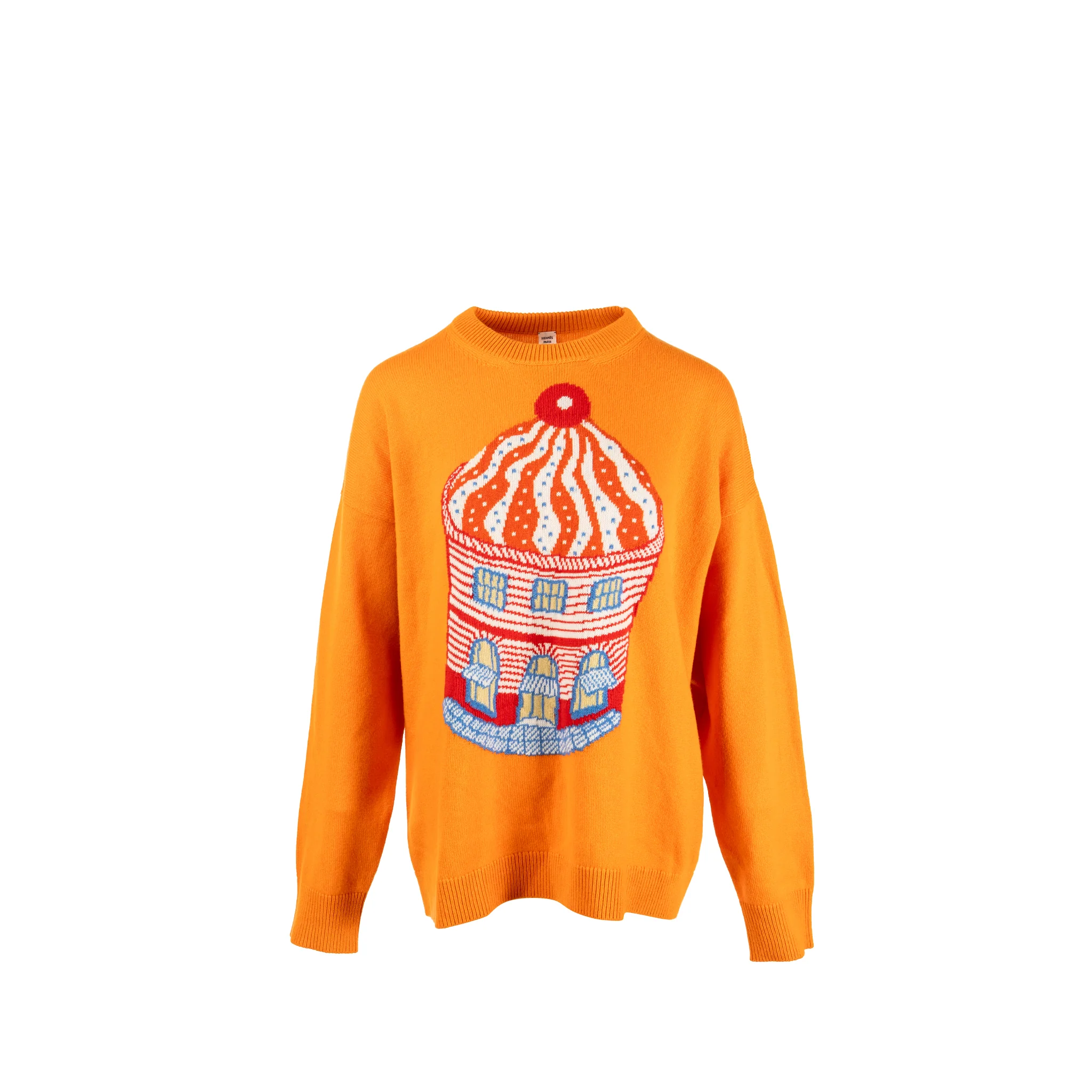 Hermes Size 42 Ice Cream Sweater Cashmere Orange/Multicolour