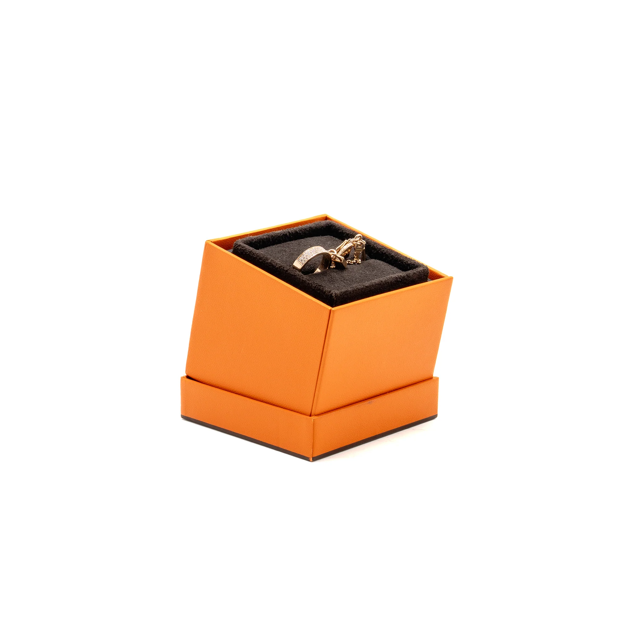 Hermes Size 51 Kelly Cadenas Double Ring Rose Gold With Diamonds - Image 2